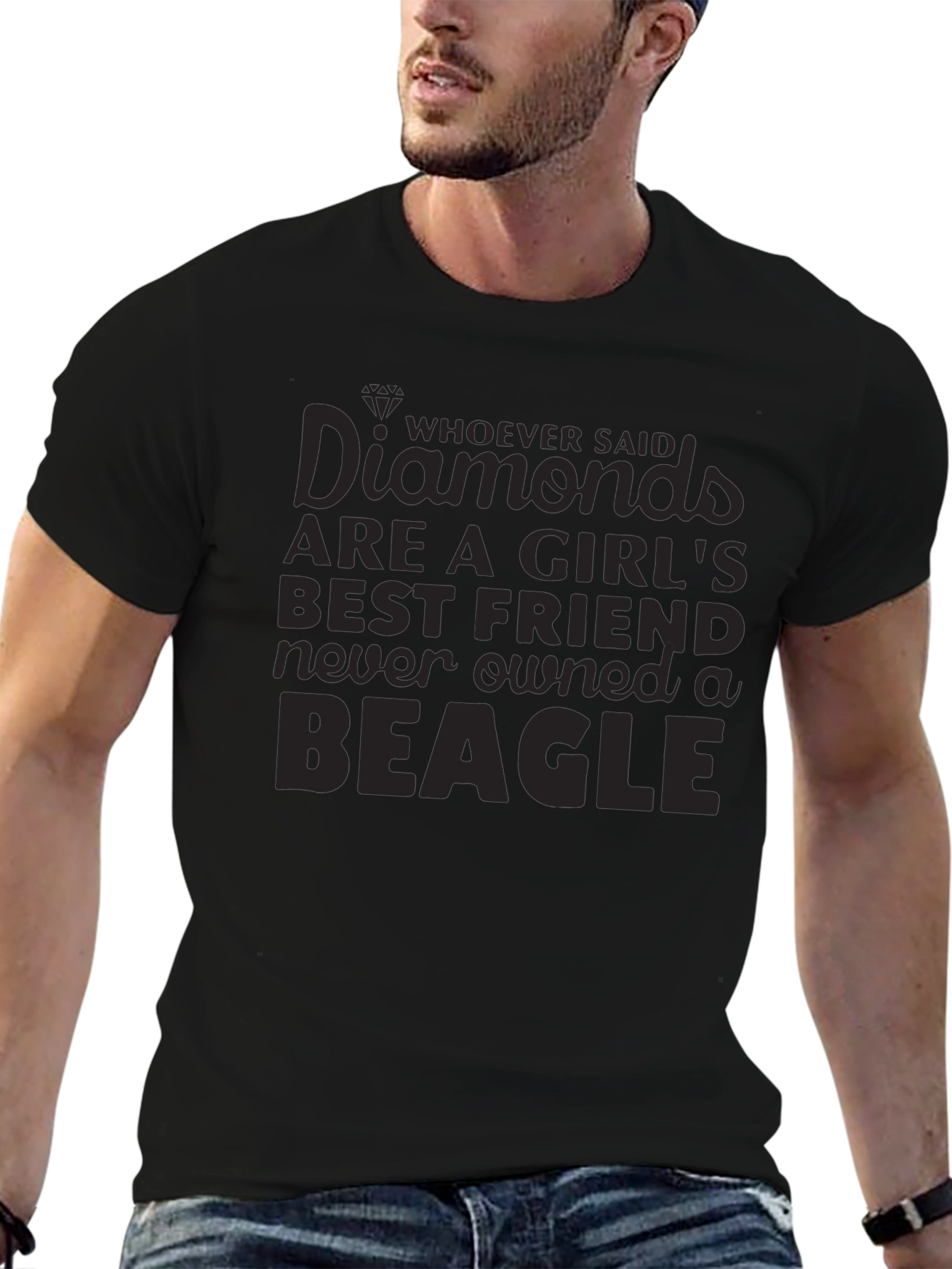 Diamonds & Beagles T-Shirt - Unisex Black Tee
