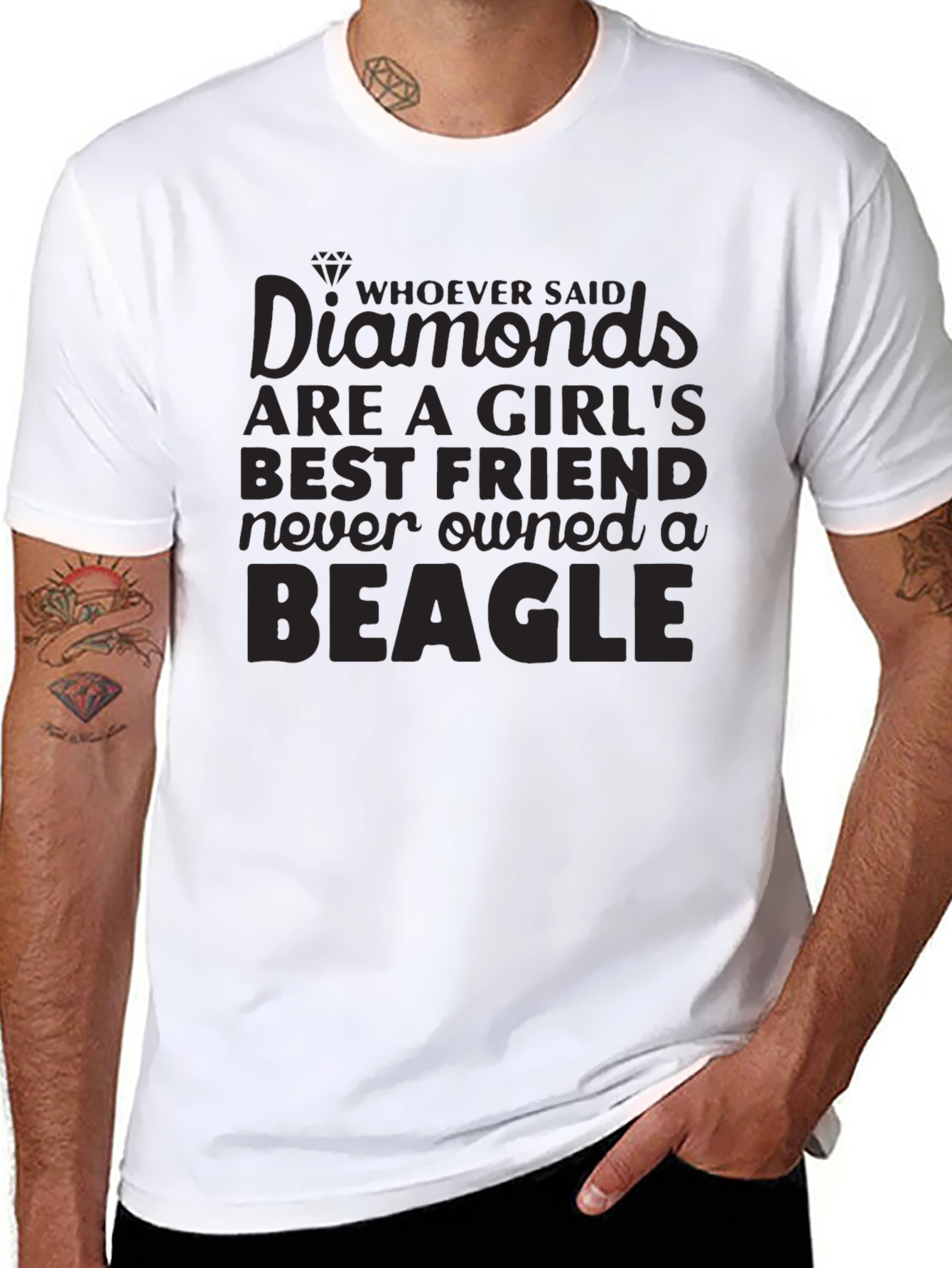 Diamonds & Beagles T-Shirt - Unisex Black Tee