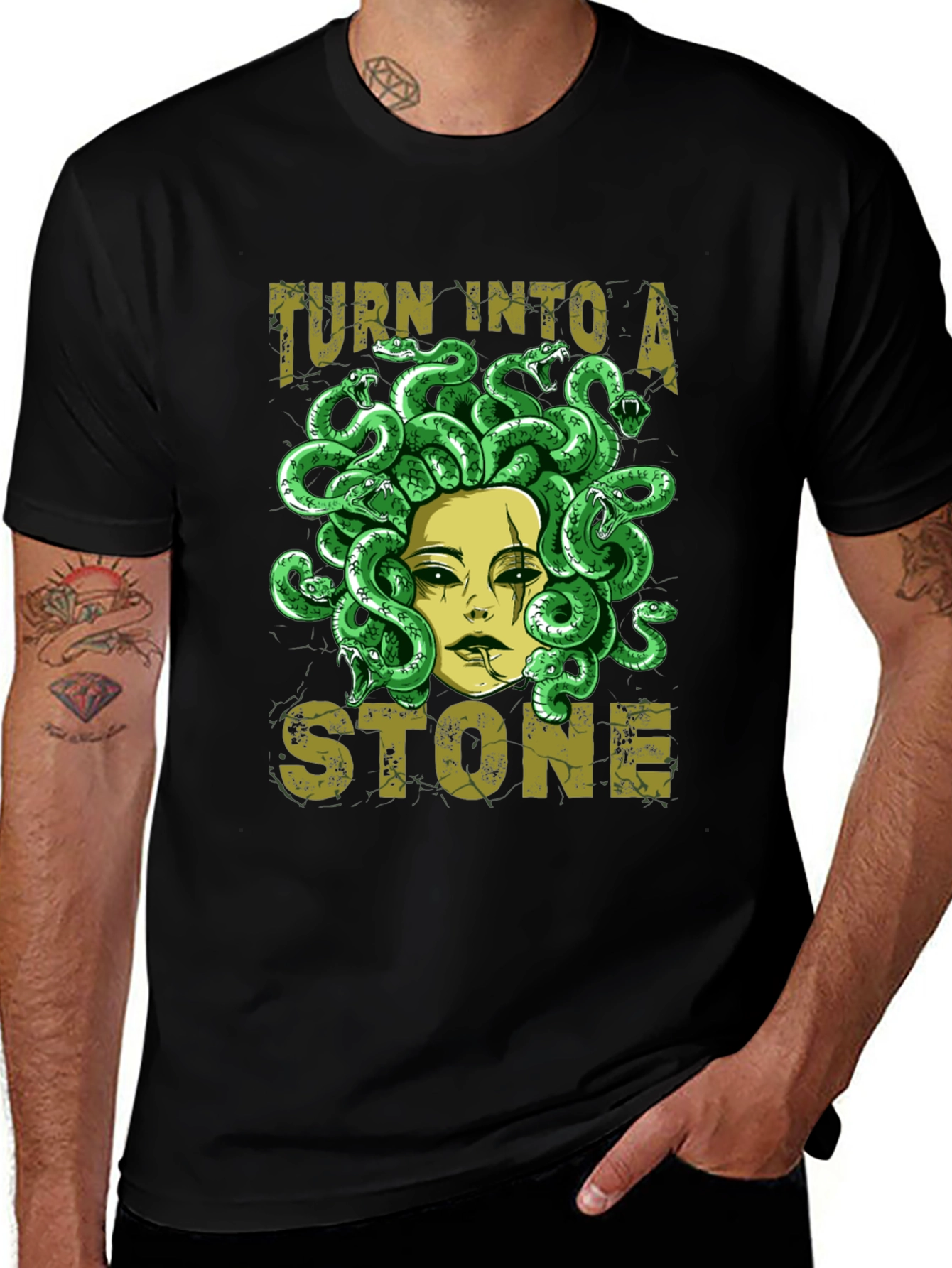 Medusa Graphic Print Black T-Shirt