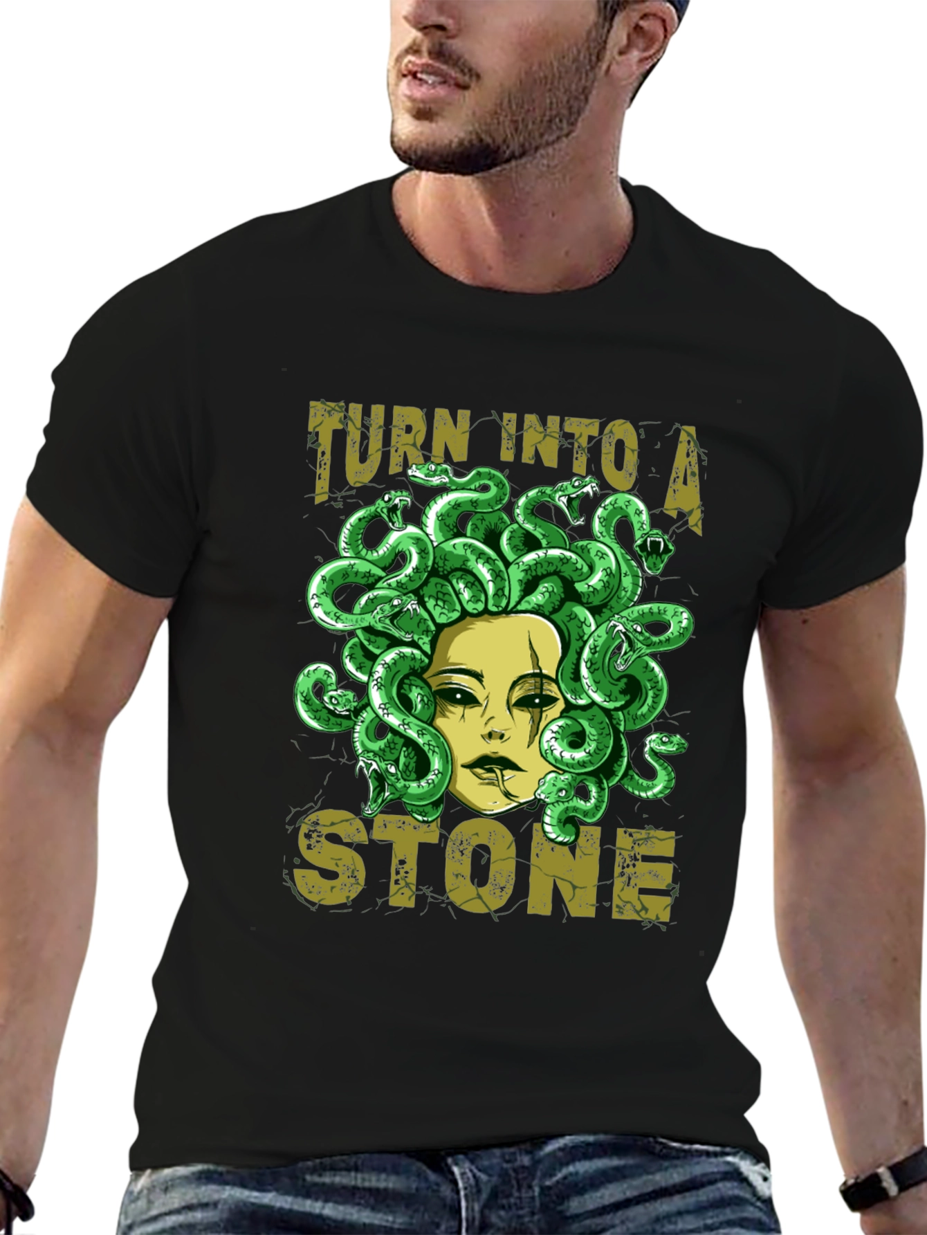 Medusa Graphic Print Black T-Shirt