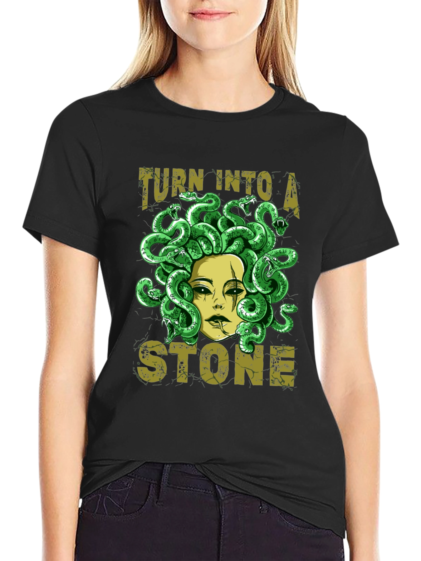 Medusa Graphic Print Black T-Shirt