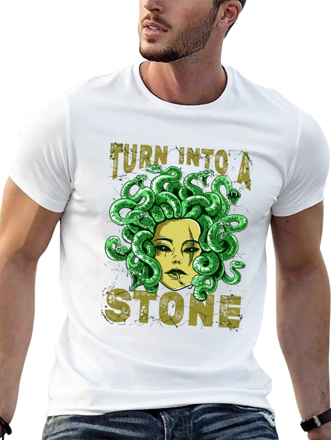 Medusa Graphic Print Black T-Shirt