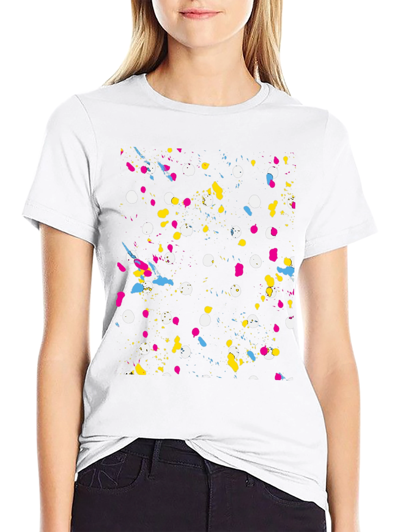 Vibrant Splatter Print Black T-Shirt