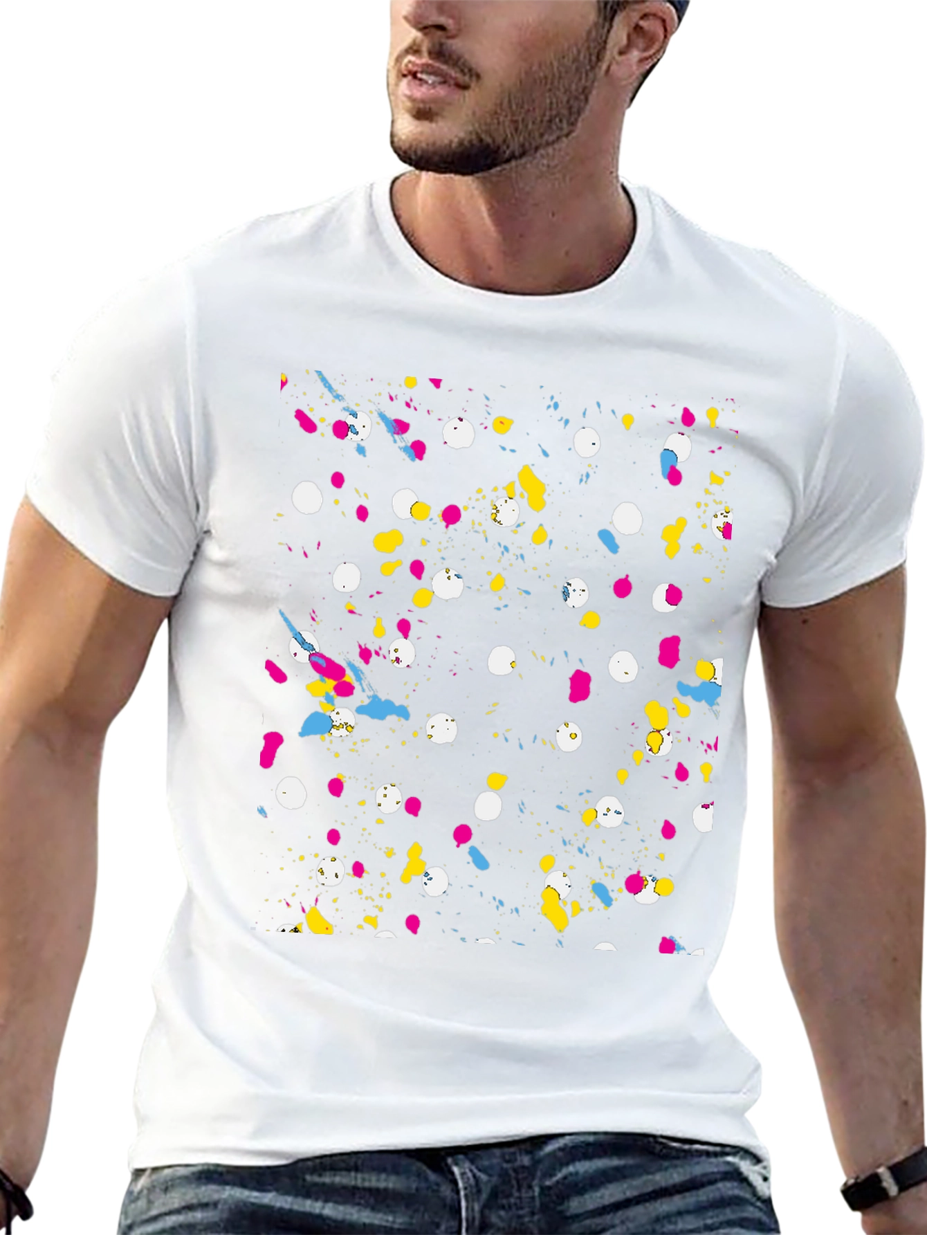 Vibrant Splatter Print Black T-Shirt