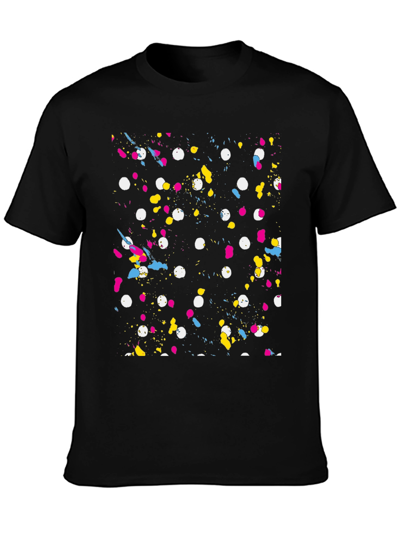 Vibrant Splatter Print Black T-Shirt
