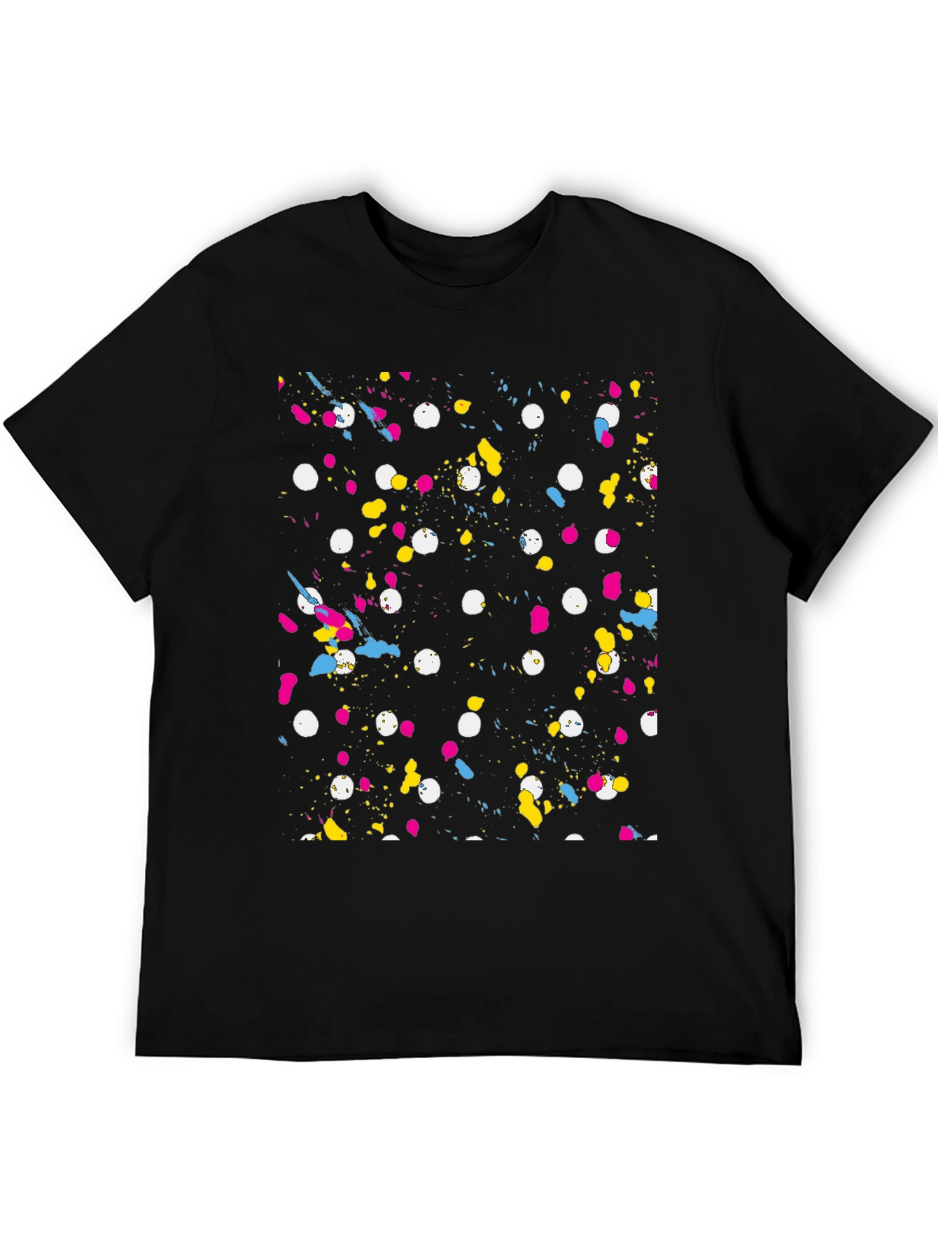 Vibrant Splatter Print Black T-Shirt
