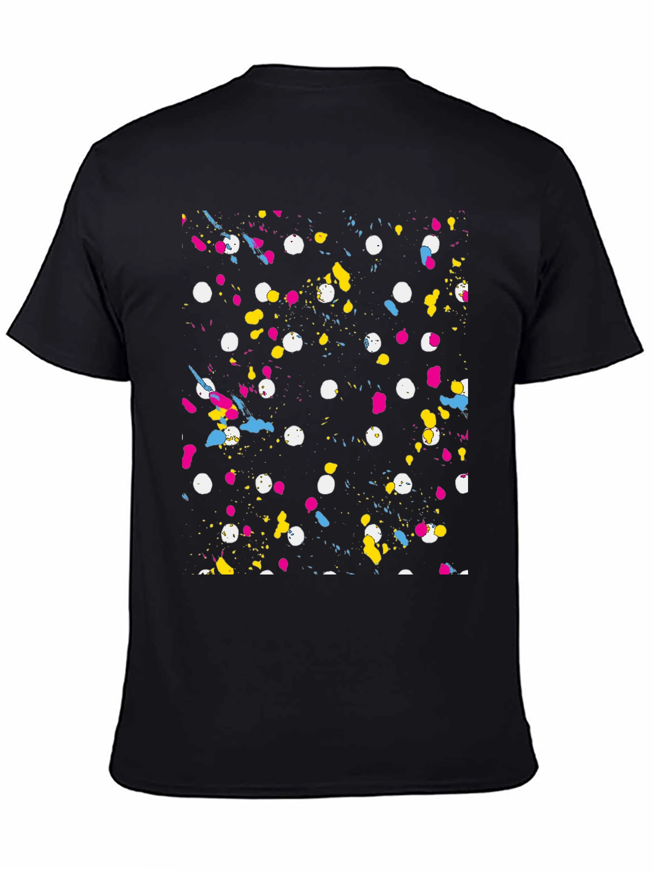 Vibrant Splatter Print Black T-Shirt