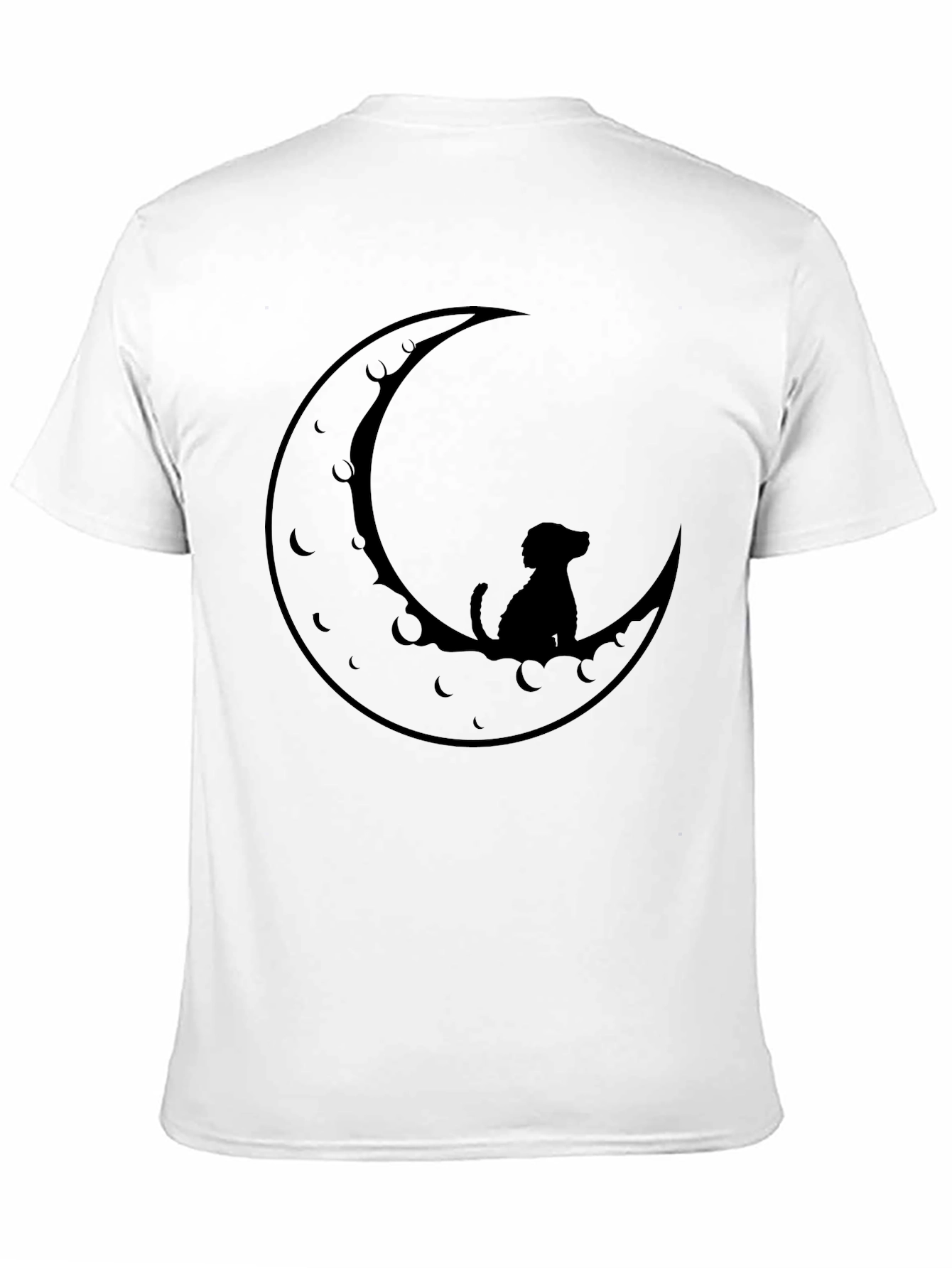 Dog on Moon Black T-Shirt - Unique Design