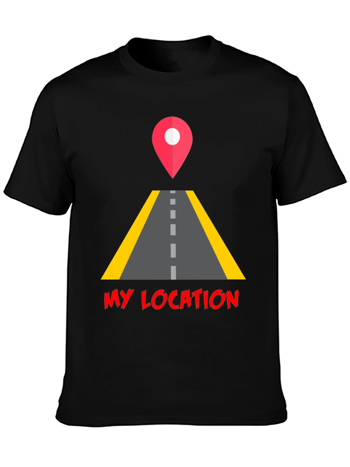 My Location Graphic Tee - Black Casual T-Shirt
