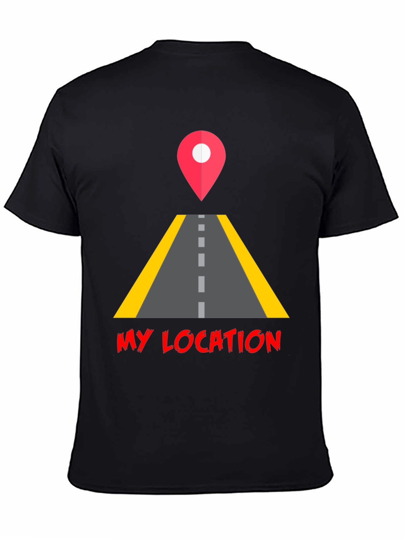 My Location Graphic Tee - Black Casual T-Shirt