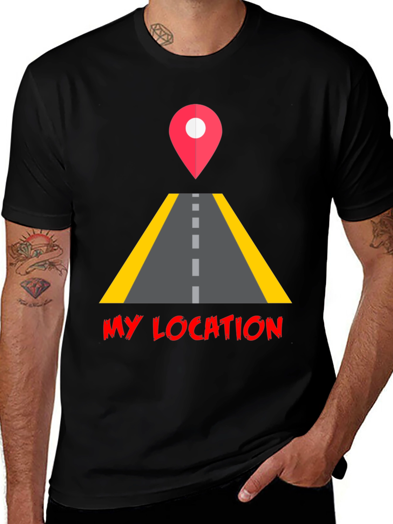 My Location Graphic Tee - Black Casual T-Shirt