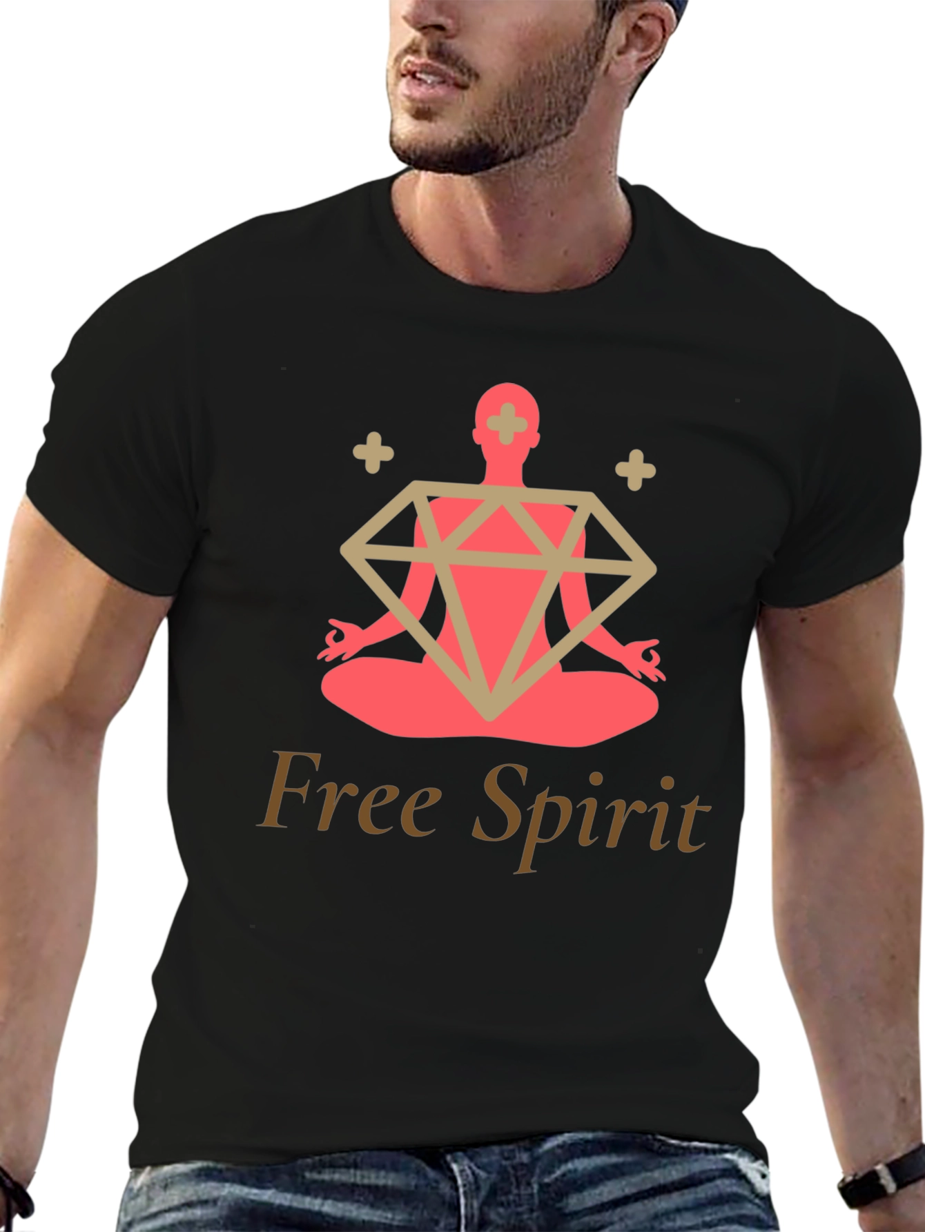 Free Spirit Yoga T-Shirt - Meditating Zen Diamond Design