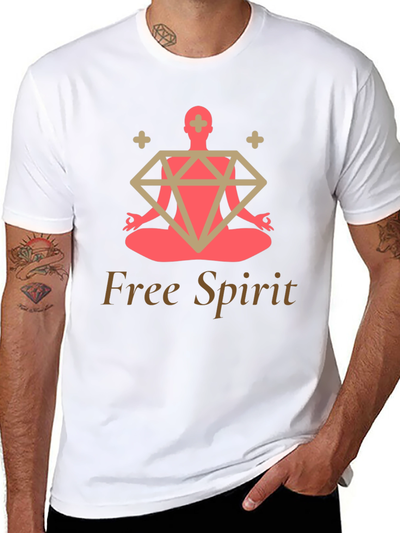 Free Spirit Yoga T-Shirt - Meditating Zen Diamond Design