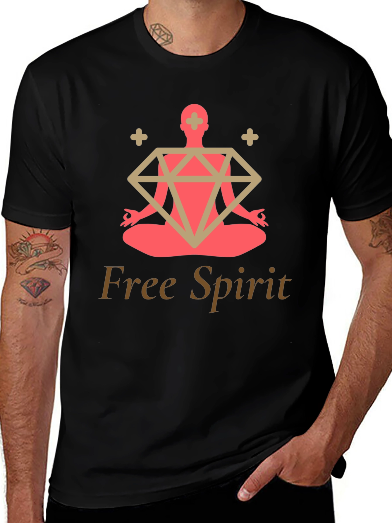 Free Spirit Yoga T-Shirt - Meditating Zen Diamond Design