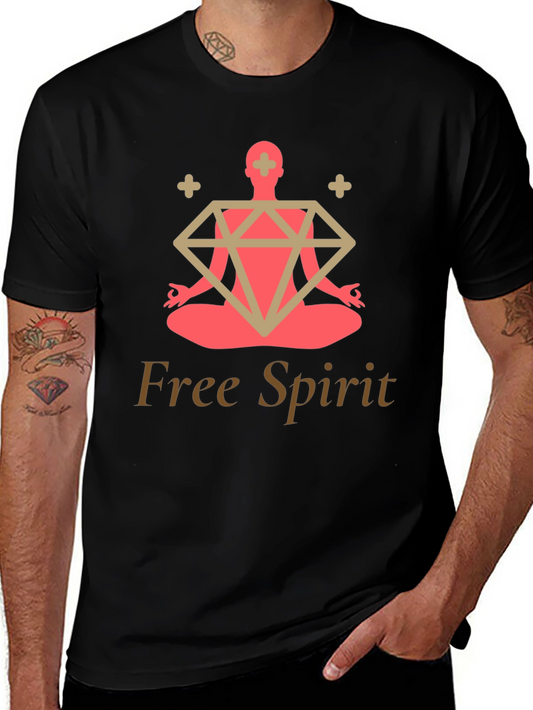 Free Spirit Yoga T-Shirt - Meditating Zen Diamond Design