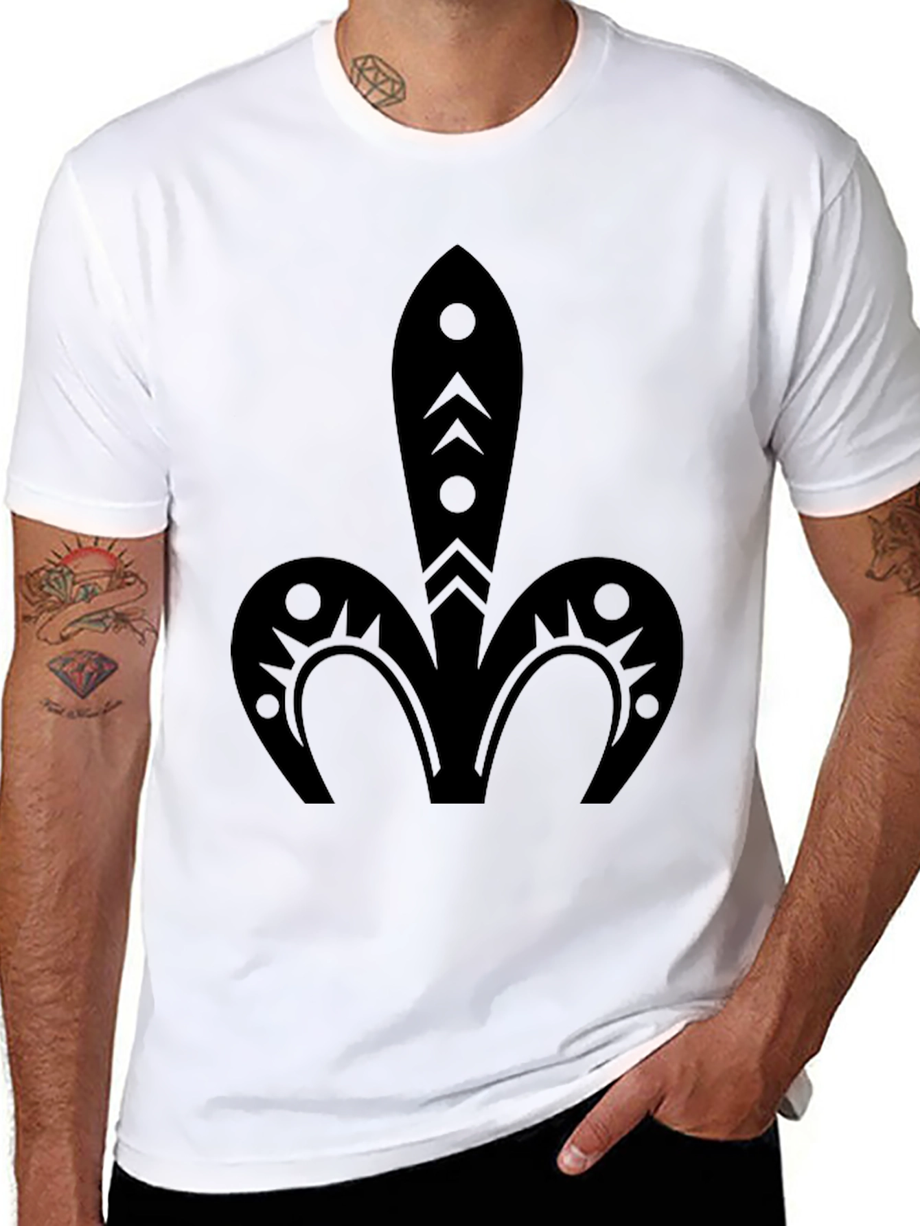 Tribal Fleur-de-lis Black T-Shirt