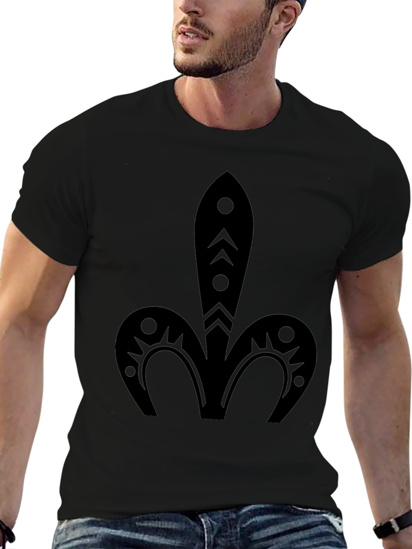 Tribal Fleur-de-lis Black T-Shirt