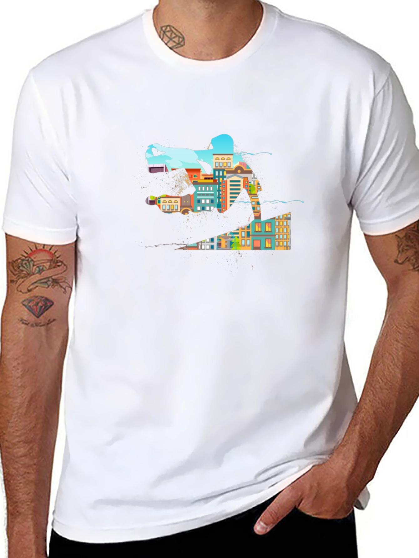 Urban Skateboarding Tee - Cool Cityscape Design
