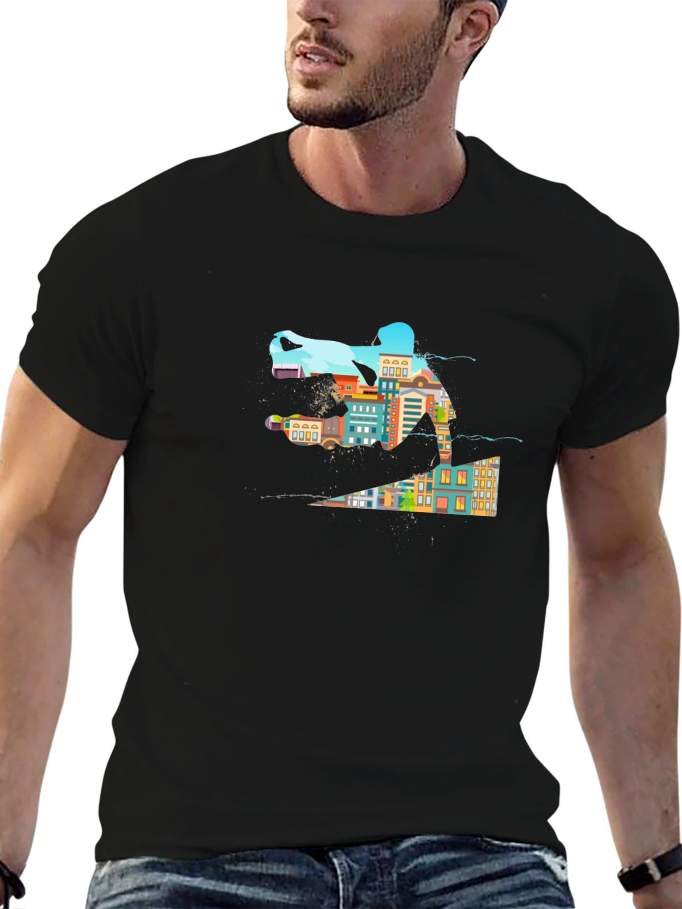 Urban Skateboarding Tee - Cool Cityscape Design