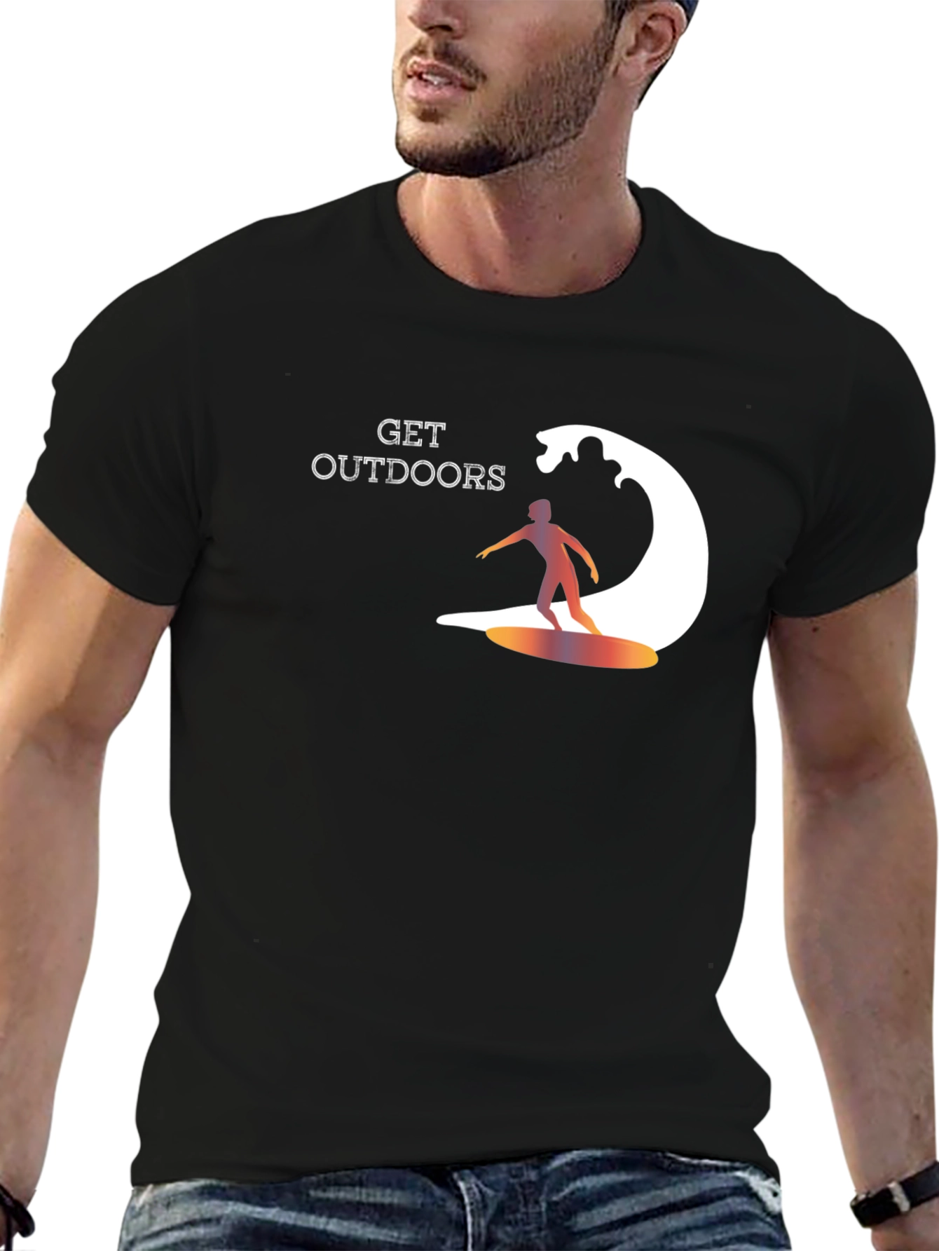 Get Outdoors Surfer Graphic Tee - Black