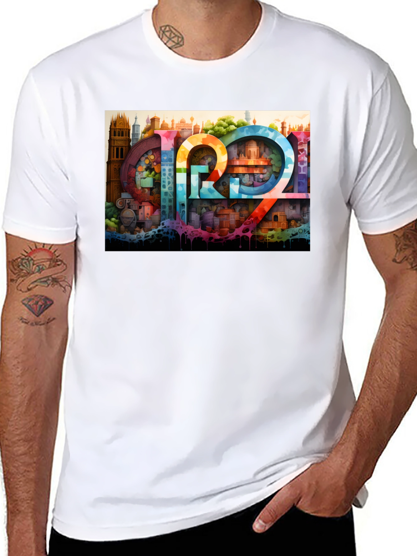 Colorful Cityscape Graphic Tee