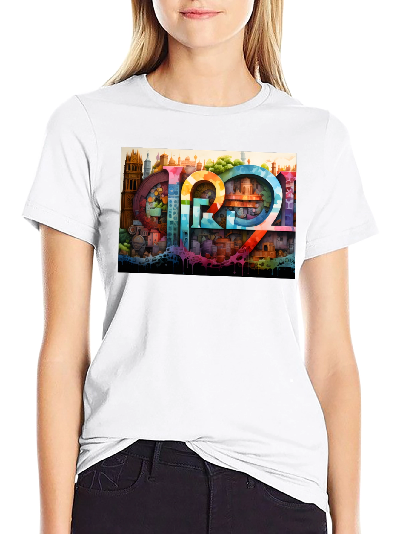 Colorful Cityscape Graphic Tee
