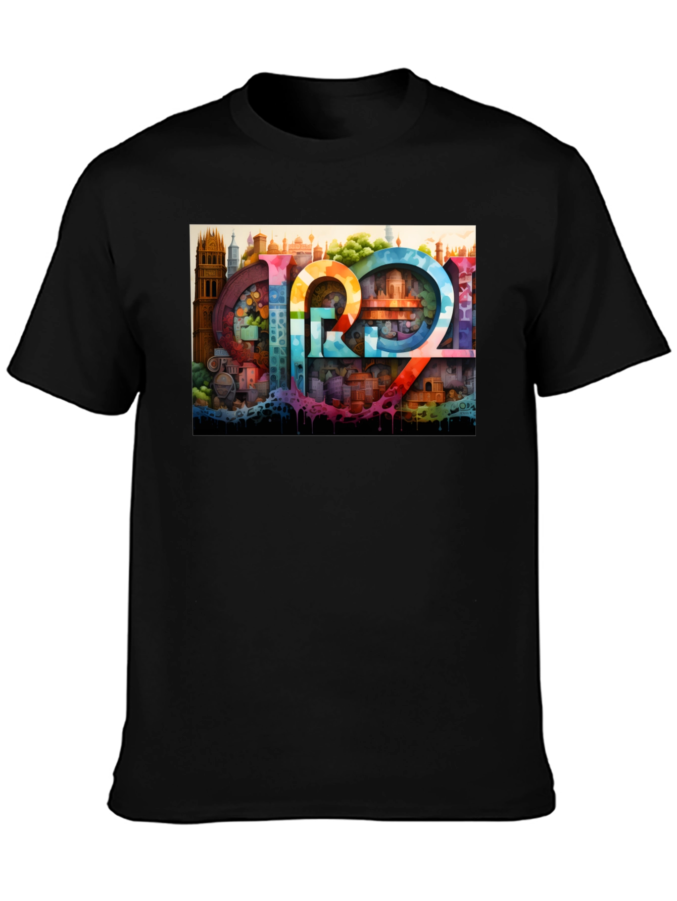 Colorful Cityscape Graphic Tee