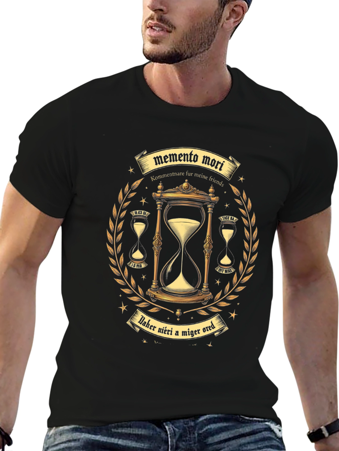 Memento Mori Hourglass Graphic Tee - Time Reminder