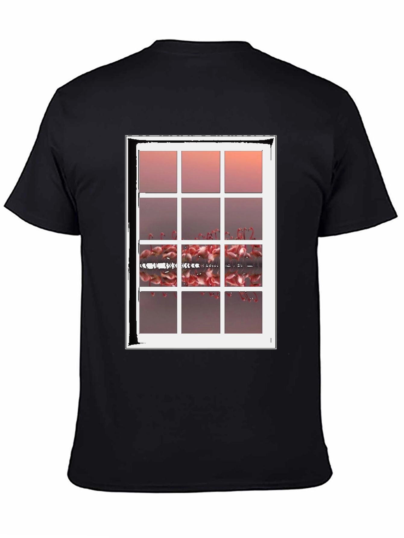Flamingo Window T-Shirt - Unique Graphic Tee