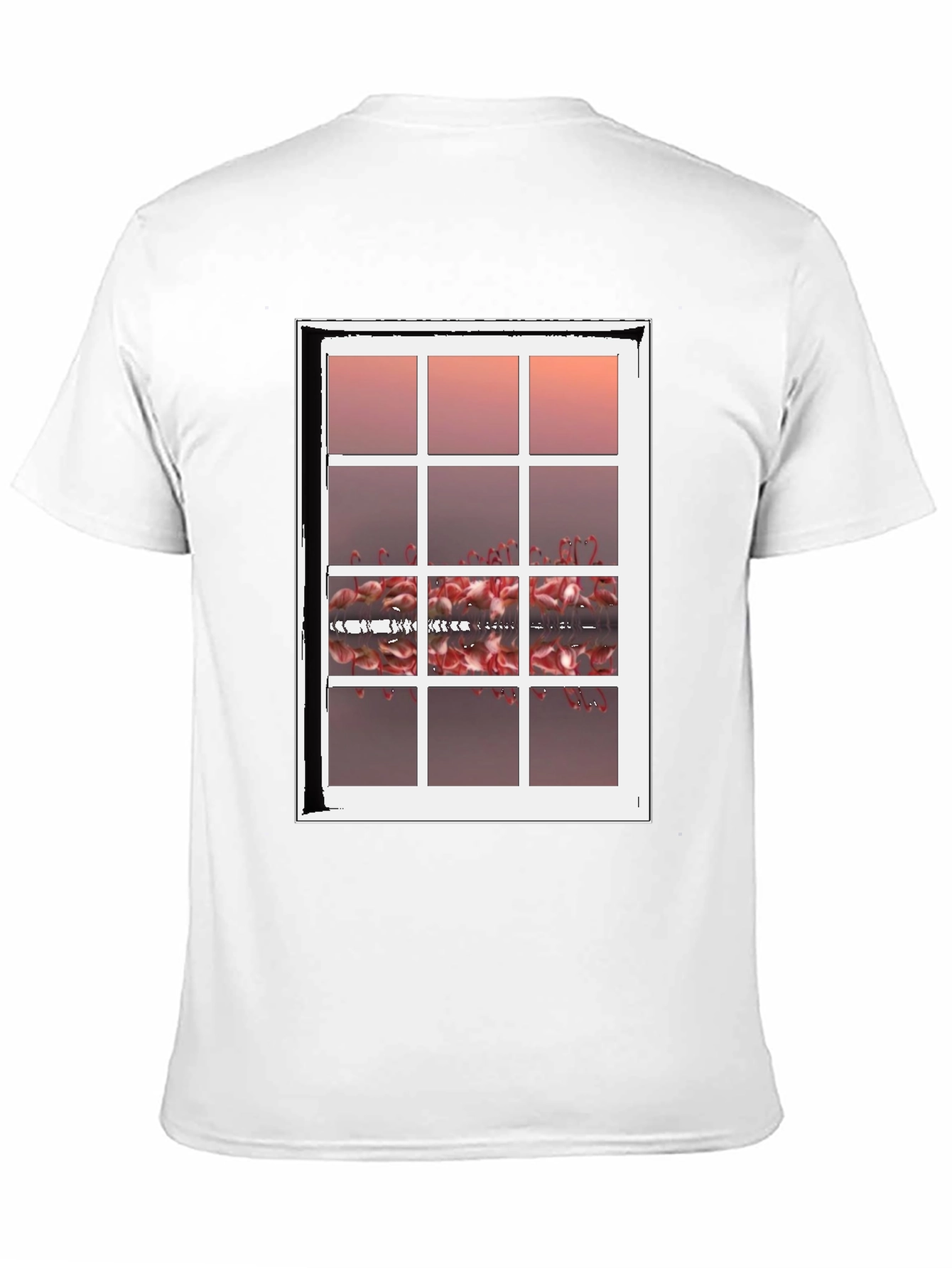 Flamingo Window T-Shirt - Unique Graphic Tee