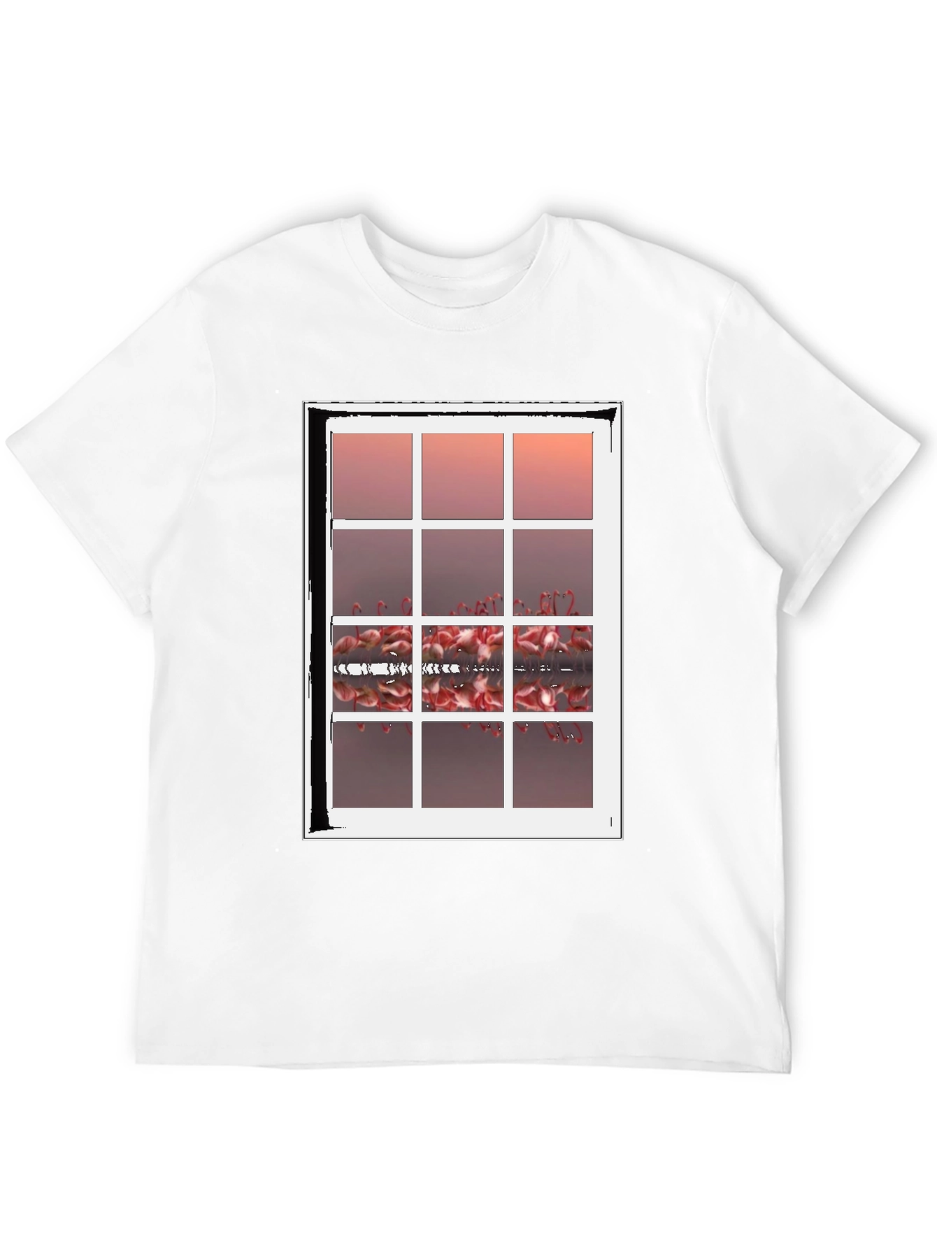 Flamingo Window T-Shirt - Unique Graphic Tee