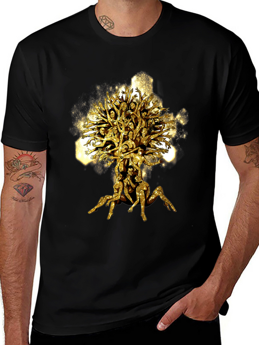 Golden Human Tree Black Tee