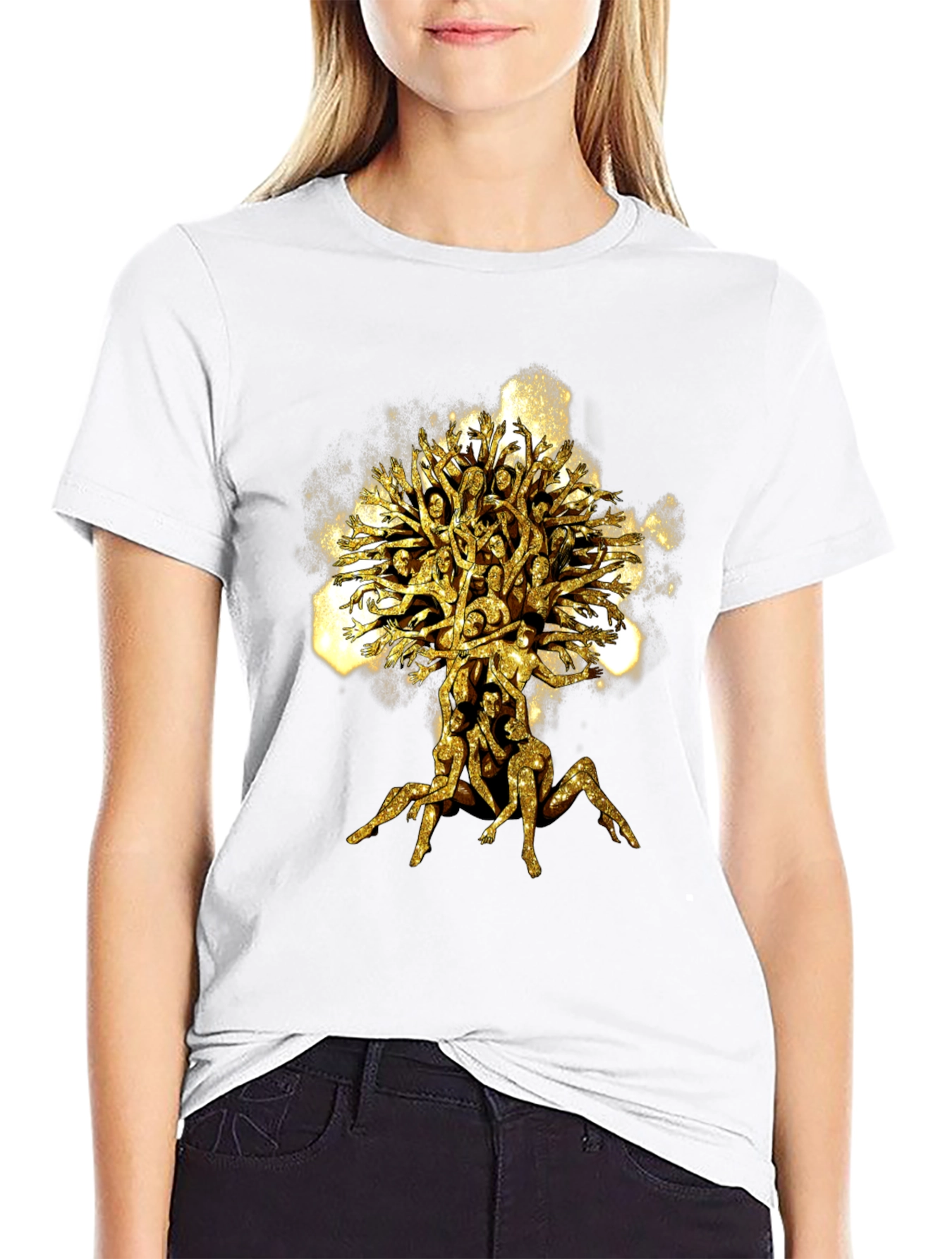 Golden Human Tree Black Tee