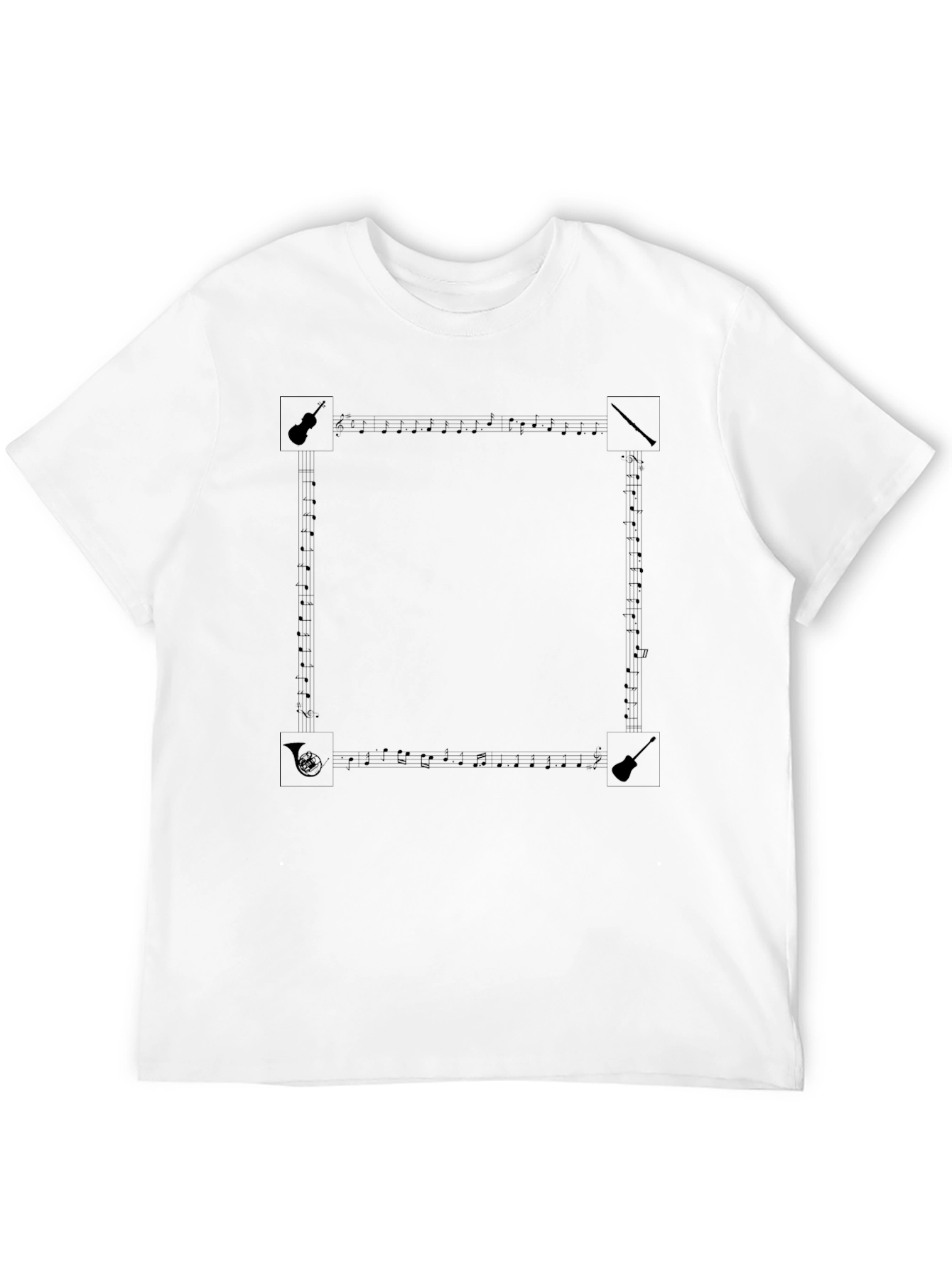 Musical Notes Graphic Tee - Black Cotton T-Shirt