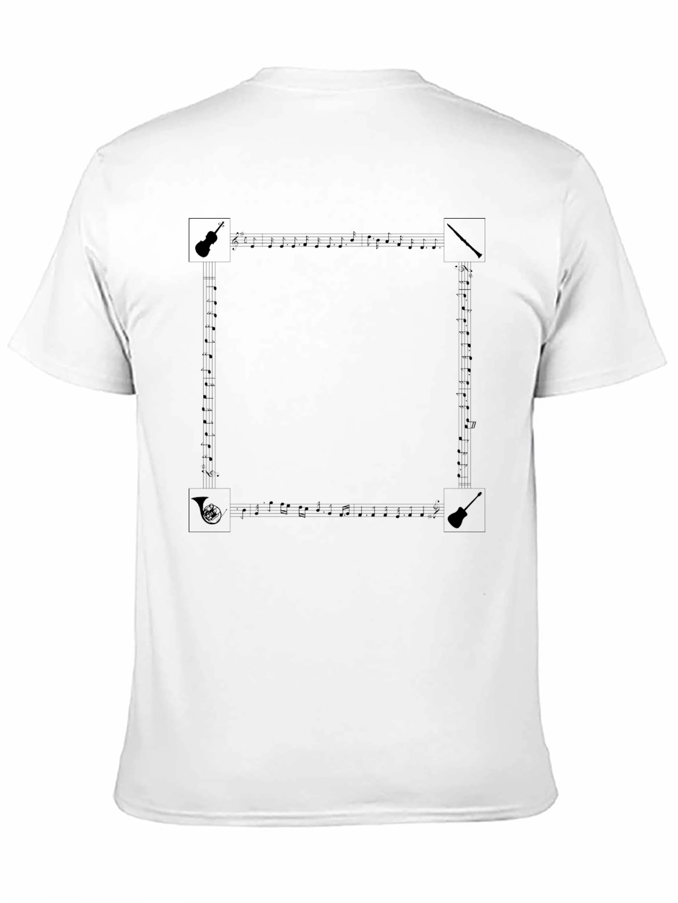 Musical Notes Graphic Tee - Black Cotton T-Shirt