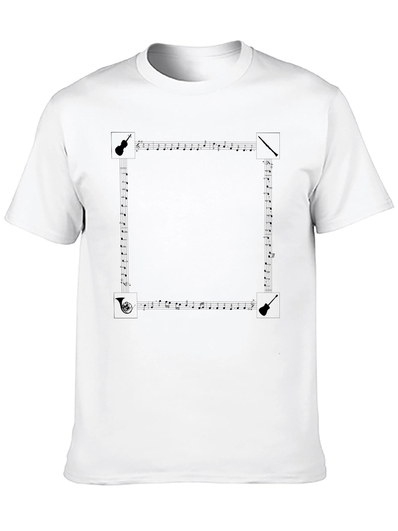 Musical Notes Graphic Tee - Black Cotton T-Shirt
