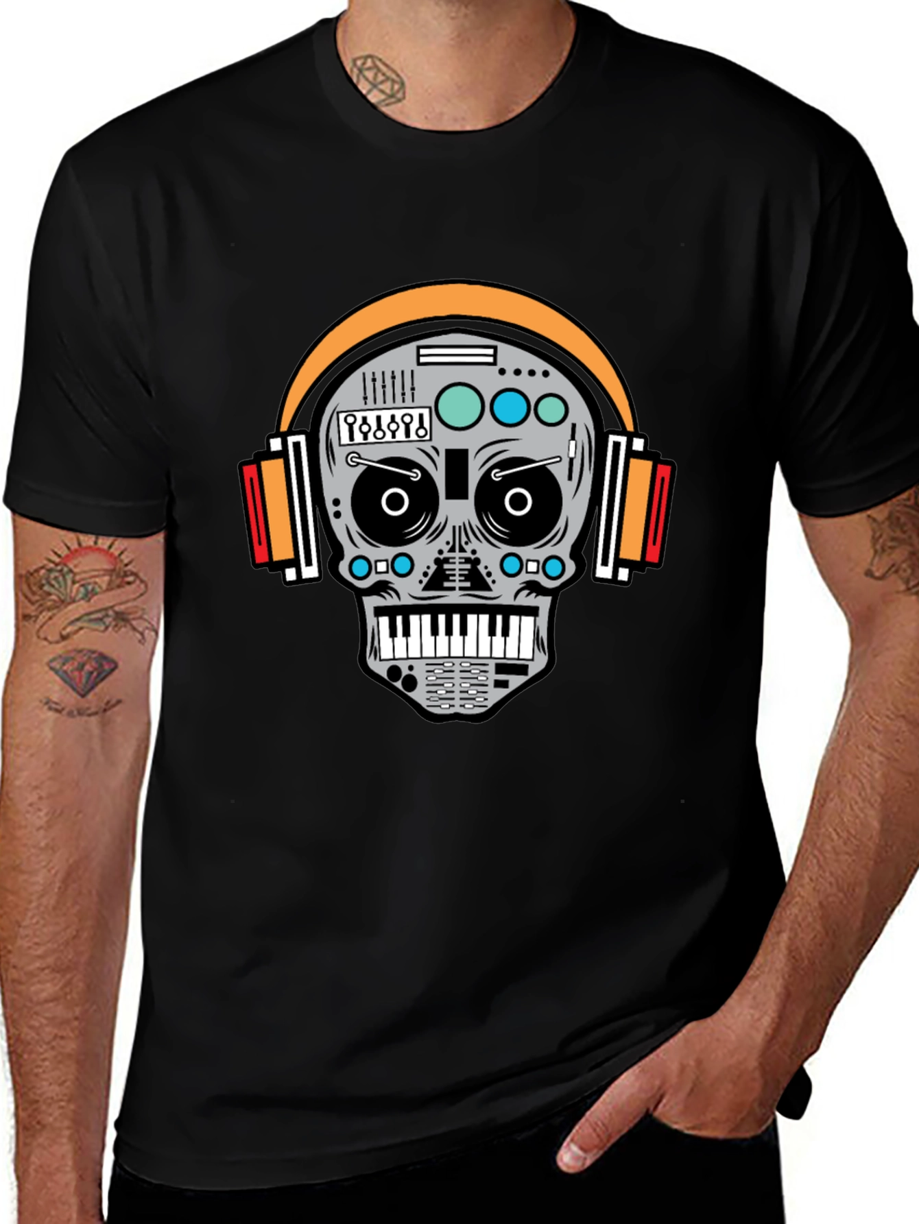 DJ Skull Graphic T-Shirt - Cool Music Lover Tee
