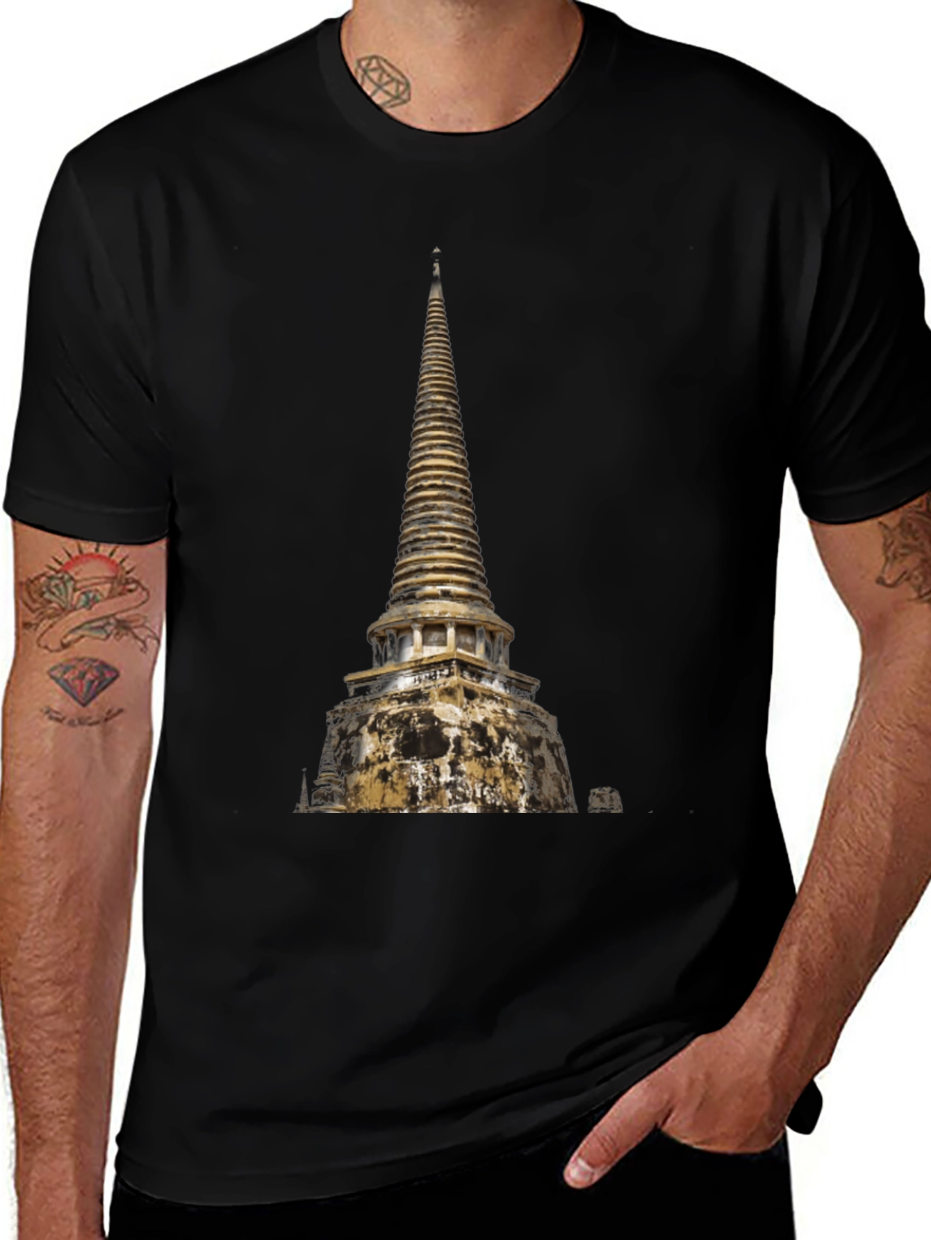 Temple Print Black T-Shirt