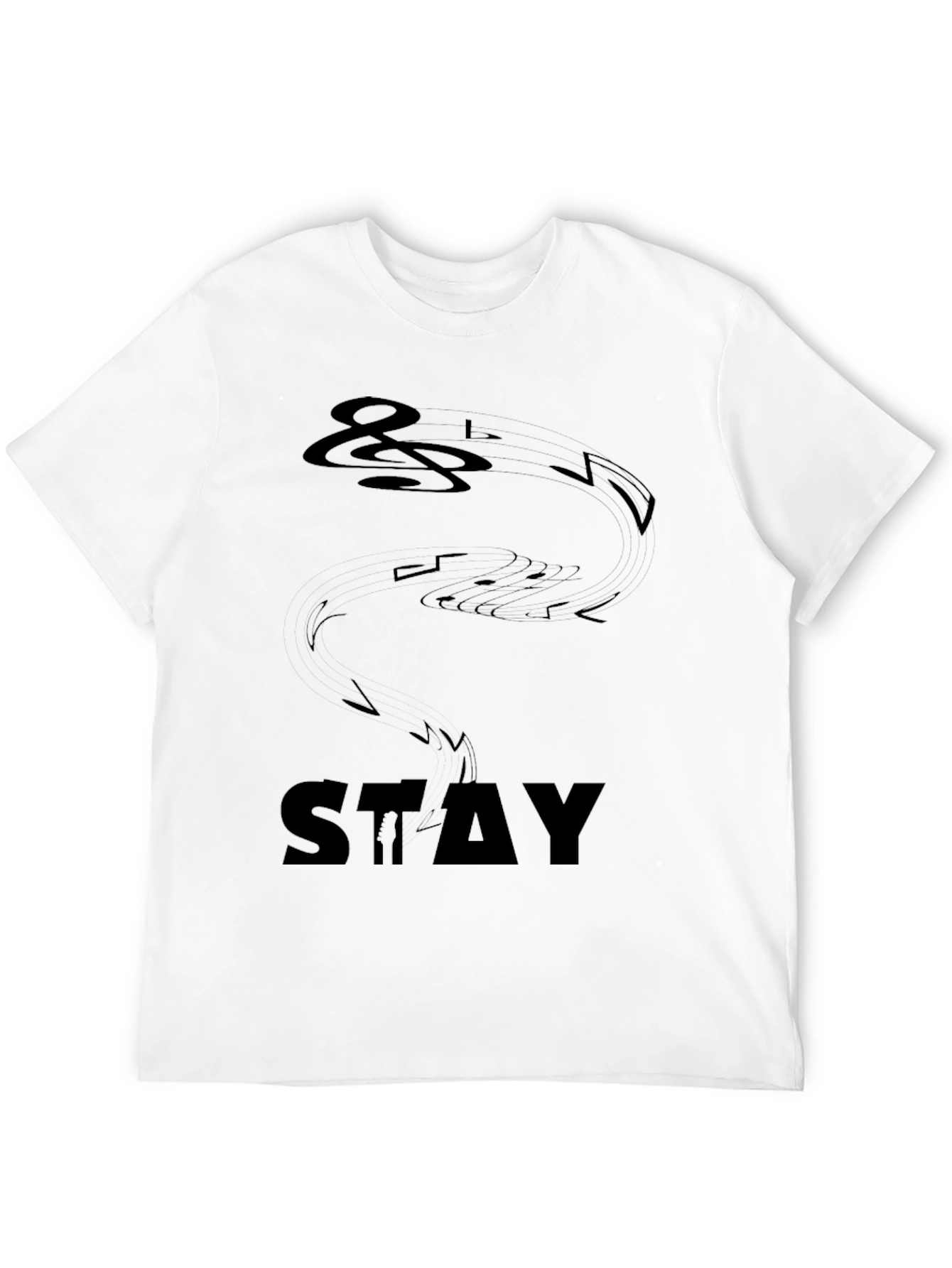 Stylish Black Stay Music Note Graphic Tee