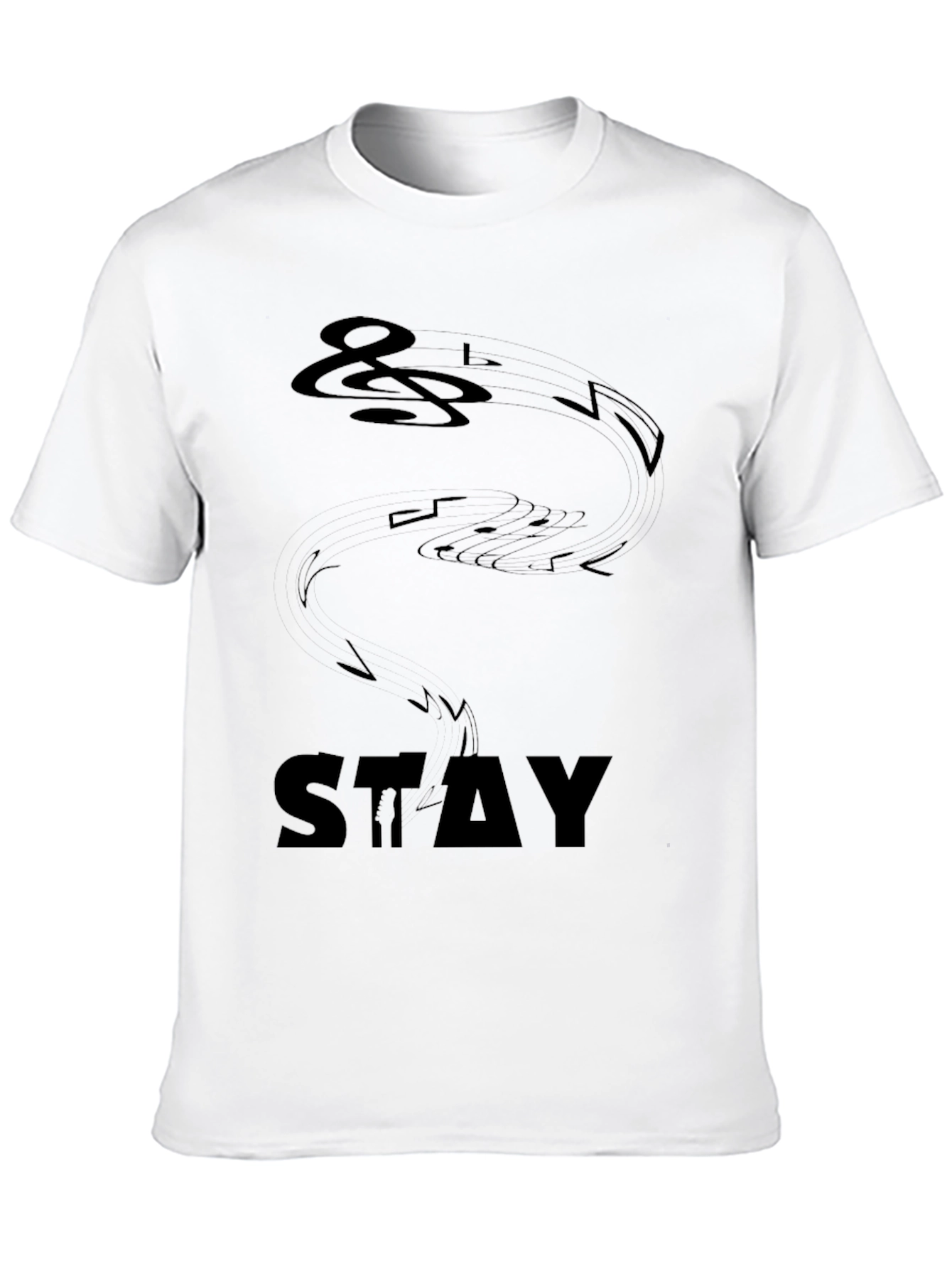 Stylish Black Stay Music Note Graphic Tee