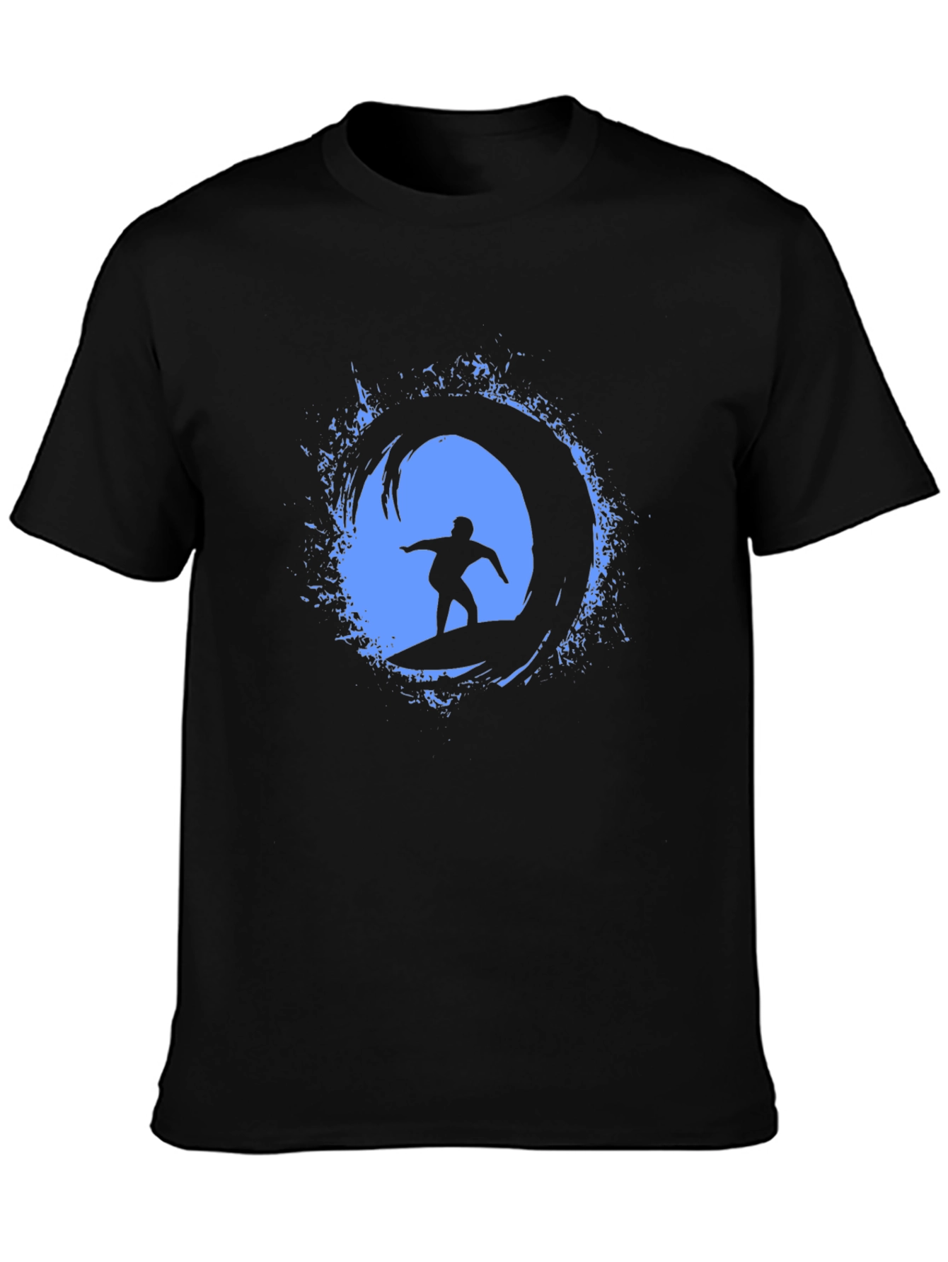 Surfing Wave Graphic Tee - Mens Black T-Shirt