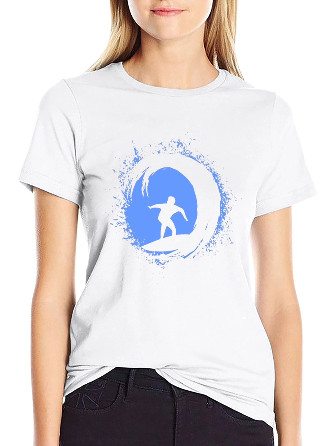Surfing Wave Graphic Tee - Mens Black T-Shirt