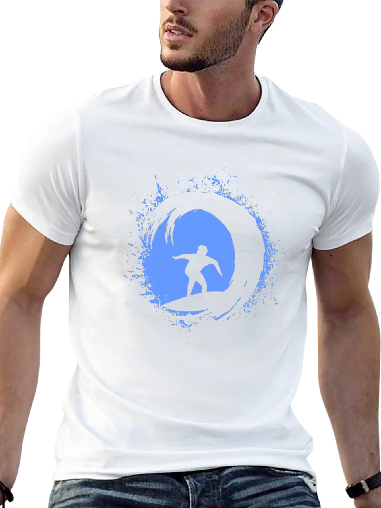 Surfing Wave Graphic Tee - Mens Black T-Shirt