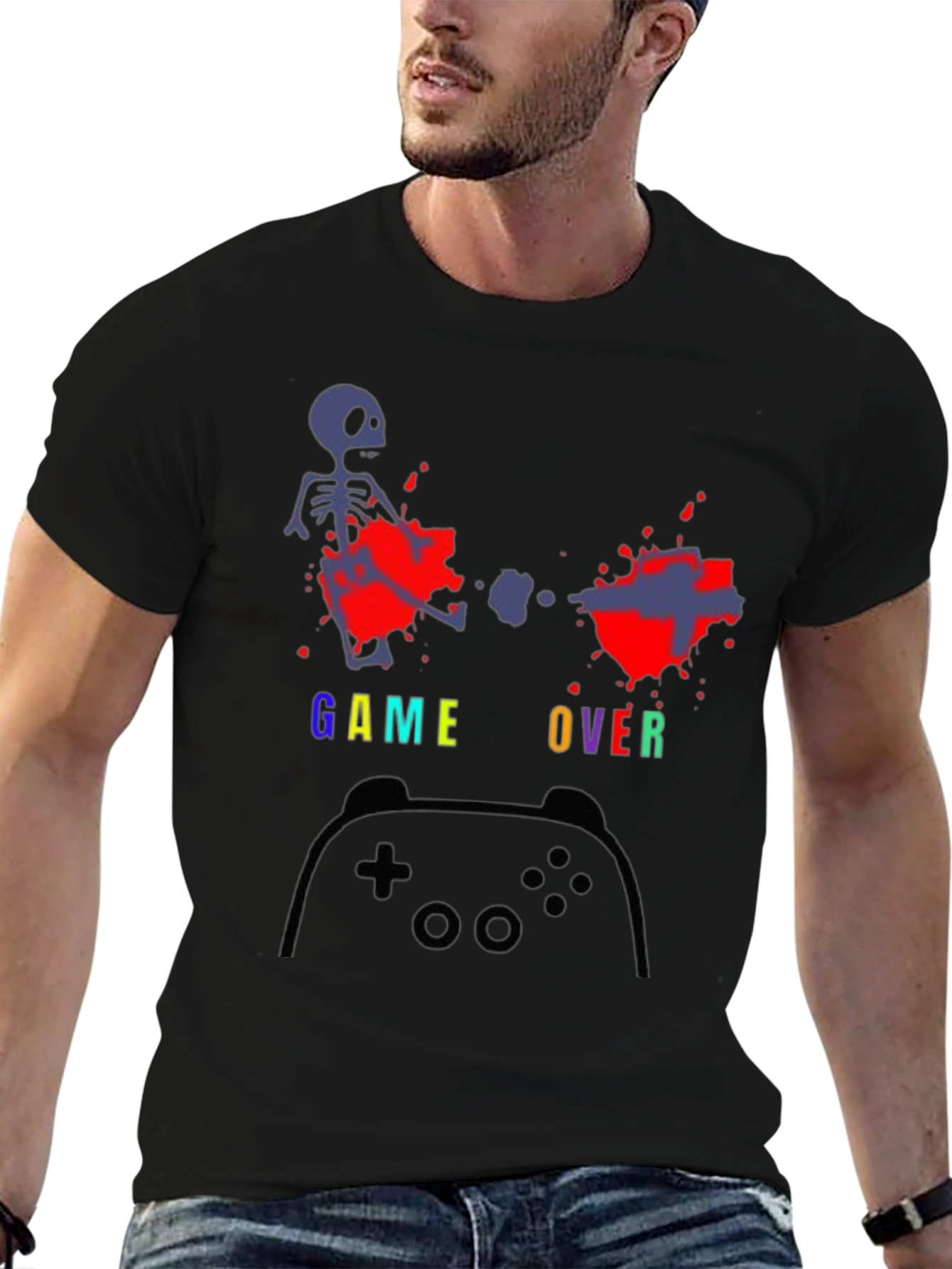 Game Over T-Shirt - Gamer Skeleton Tee