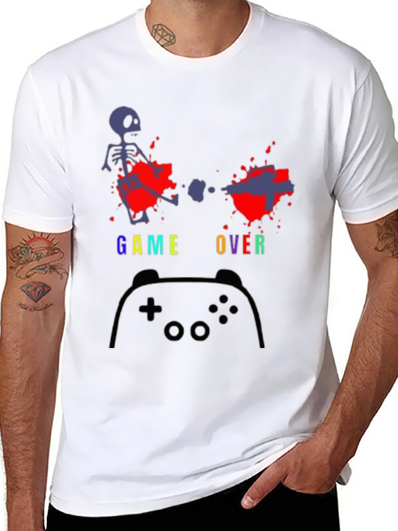 Game Over T-Shirt - Gamer Skeleton Tee