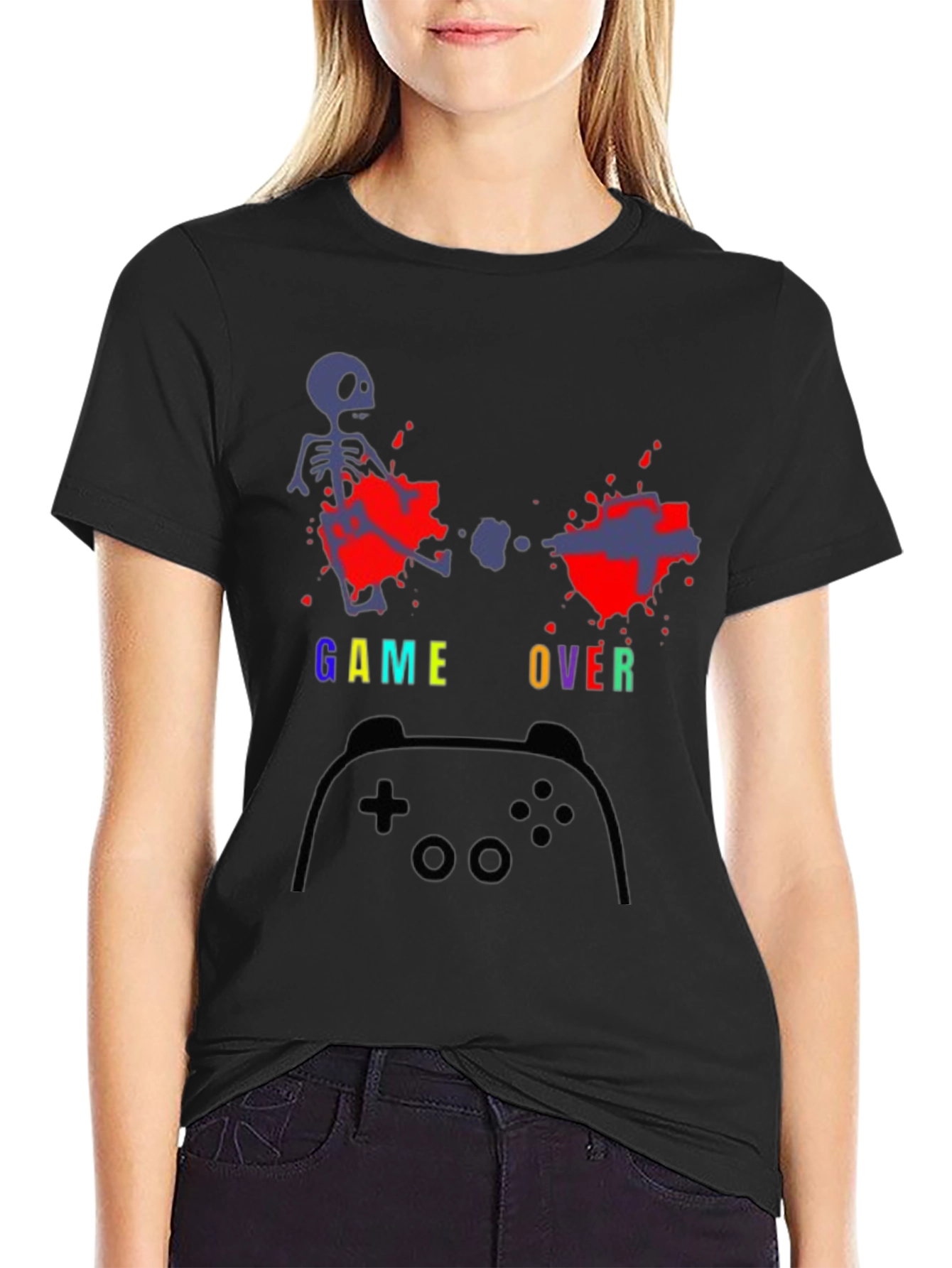 Game Over T-Shirt - Gamer Skeleton Tee