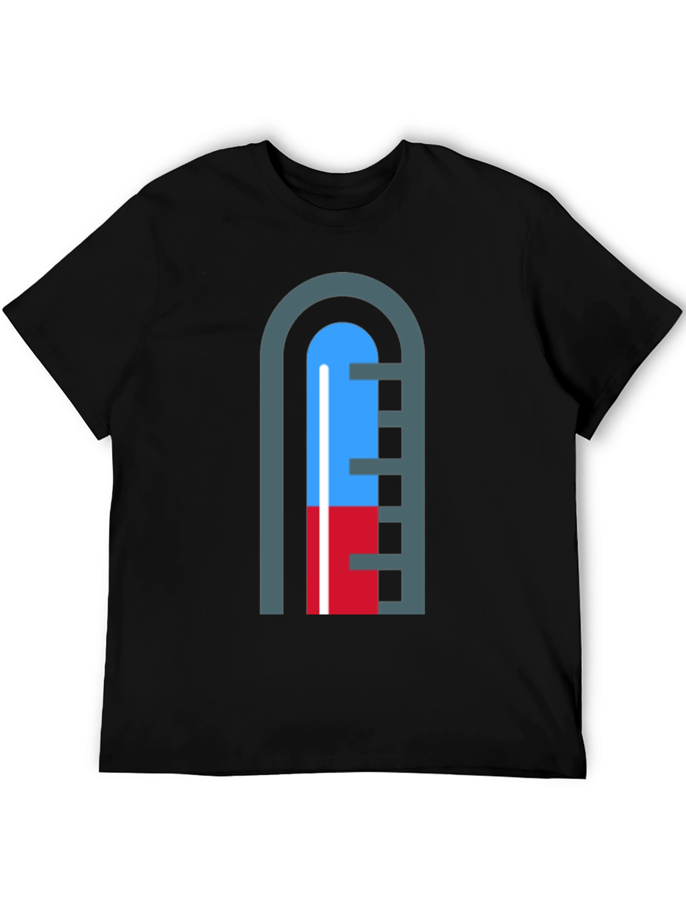 Unique Graphic Thermometer Tee - Black Cotton Shirt