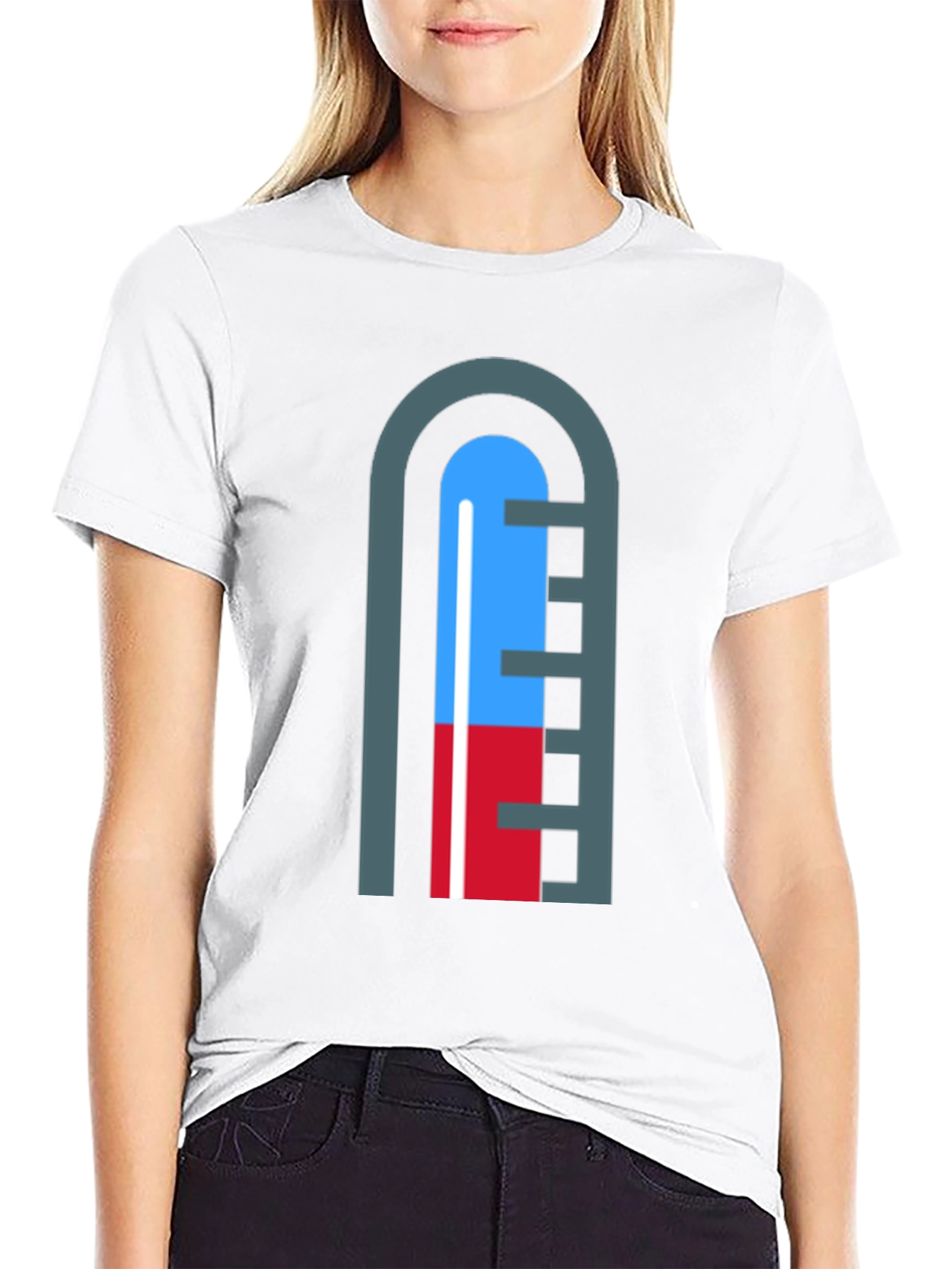 Unique Graphic Thermometer Tee - Black Cotton Shirt