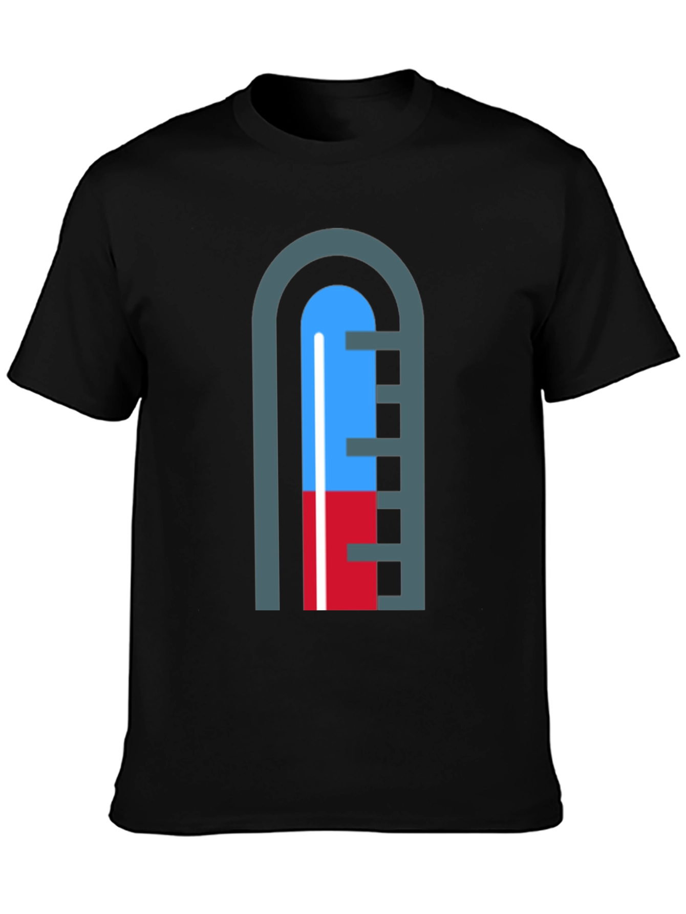 Unique Graphic Thermometer Tee - Black Cotton Shirt