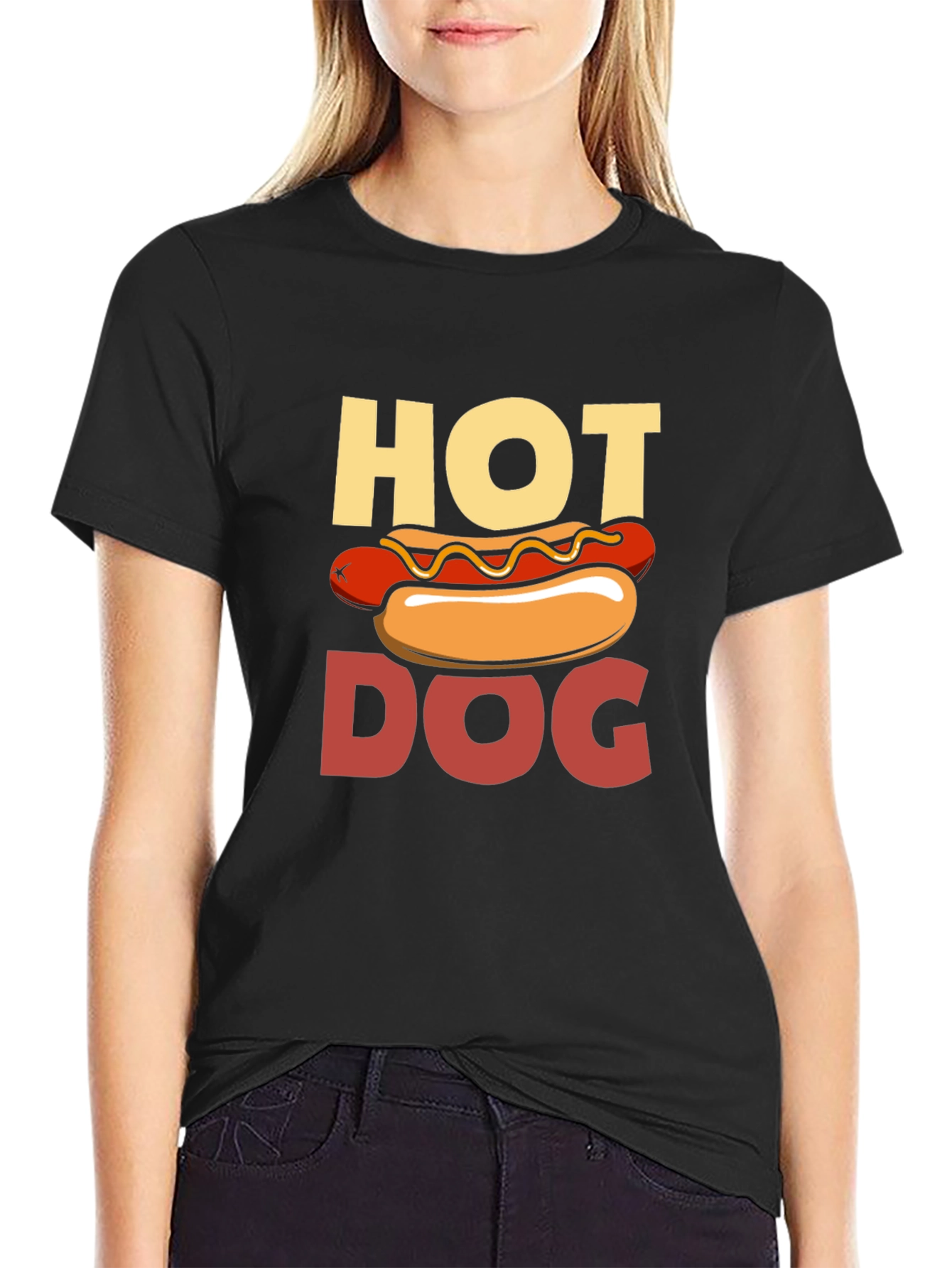 Hot Dog Graphic Print T-Shirt - Novelty Tee